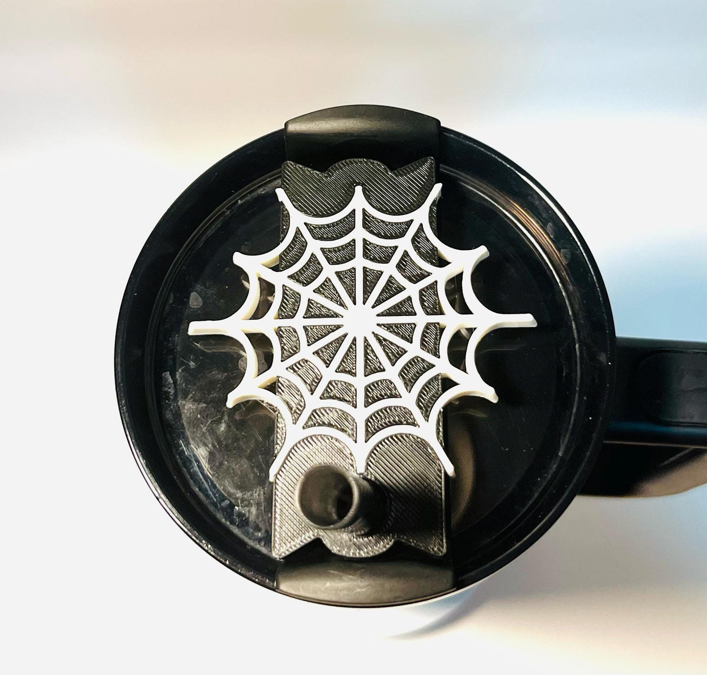 3D Printed Spider Web Stanley Lid Topper with Spider β Halloween Accessory for 30oz & 40oz Tumblers, Spooky Cup Decor | Tumbler Charms