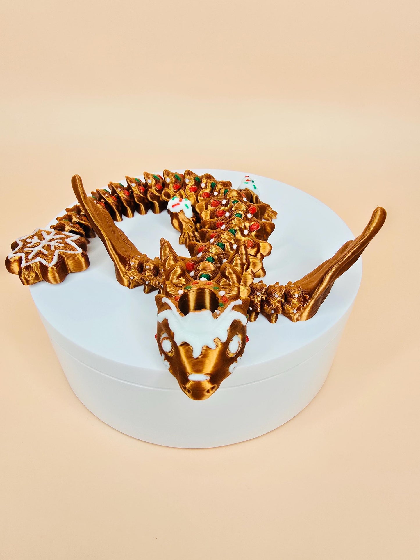 Gingerbread Dragon Straw Topper for Stanley Tumbler | Holiday Cup Charm | Flexible Christmas Drinkware Accessory | Cute Holiday Topper