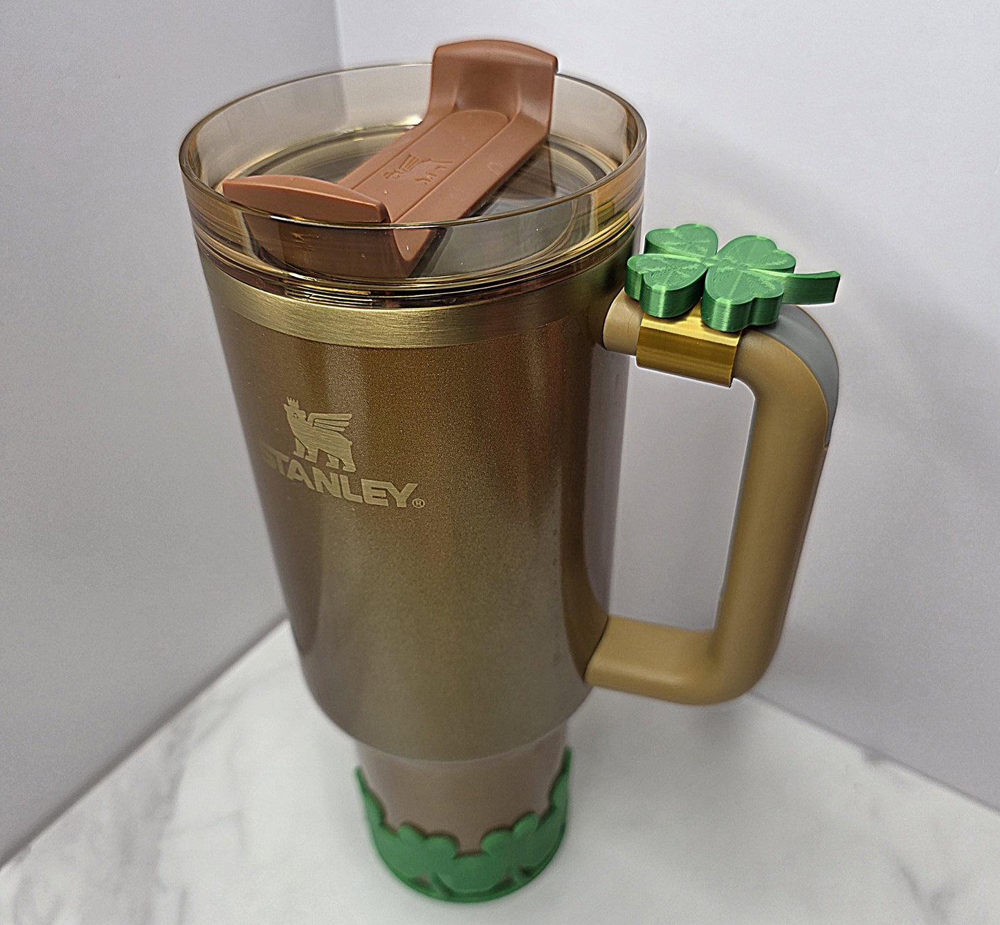 Holographic Clover Handle Charm for Stanley, HydroJug, Brumate | St. Patrick’s Day Tumbler Accessory | Lucky Irish Cup Topper