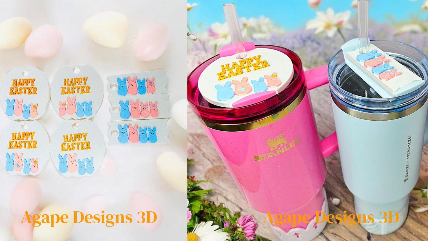 Easter Peeps Bunny Family Topper for Stanley Tumblers