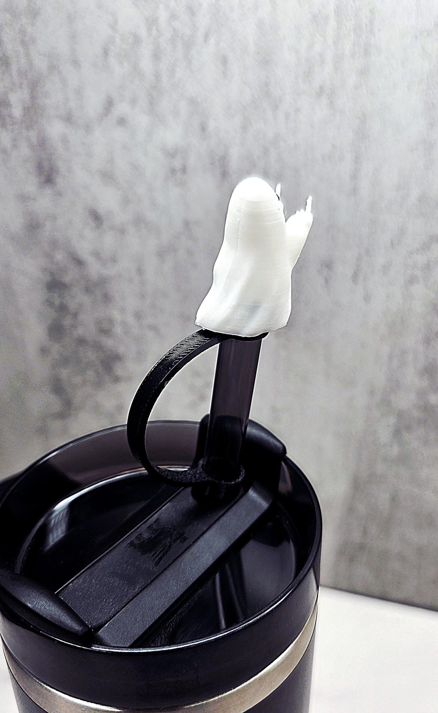 Rude Ghost Flipping Bird Finger Stanley Straw Cover – Halloween Tumbler Accessory Charm to Keep Bugs & Debris Out | Fits 20oz 30oz 40oz Cups