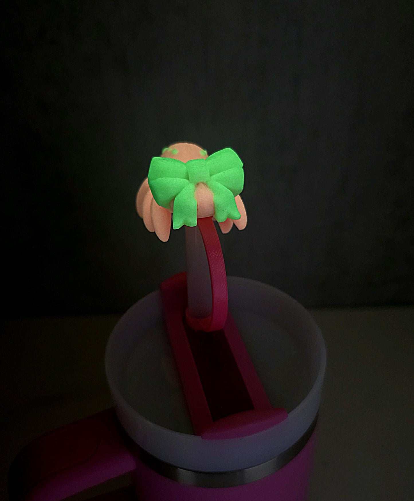 Cute Bow Spider Stanley Straw Cover Flexible Body Bow Ribbon Custom Colors and Glow-in-the-Dark Option | Tumbler Accessory Charms