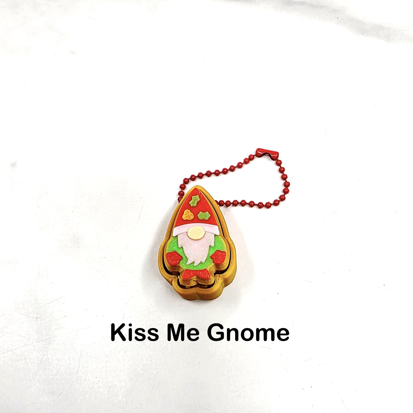 3D Printed Christmas Gnome Fidget Clicker Keychains | Standard, Elf Hat, Lit & Kiss Me Gnome Holiday Stress Relief Charms