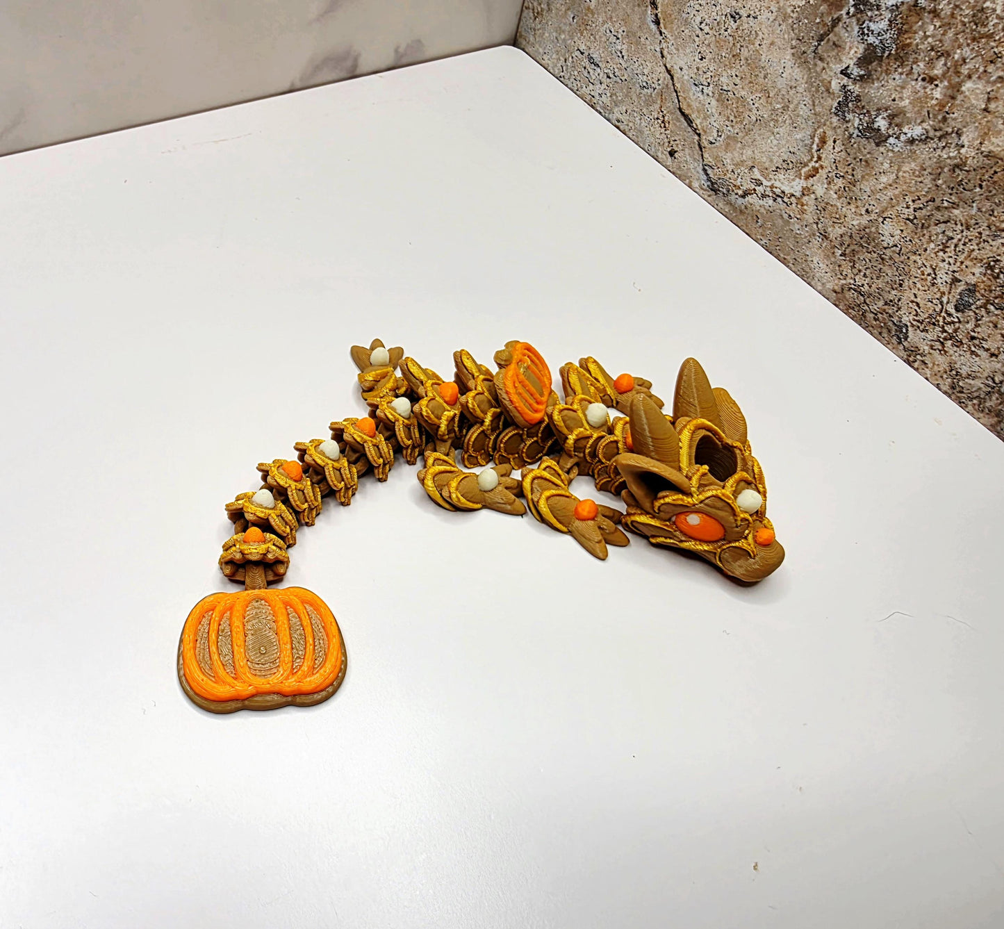 Fall Pumpkin Pie Dragon for Stanley Tumblers | Brown, Orange & Gold Straw Topper | Autumn Cookie-Inspired Tumbler Accessory Charm