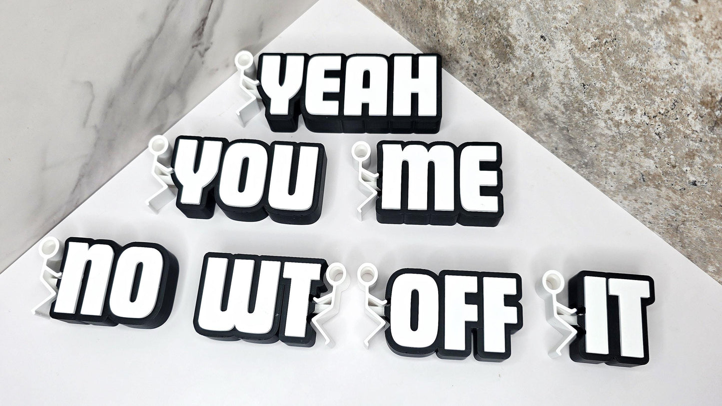 3D Printed “FUCK” Desk Fidget Clicker – Funny Stress Relief | 7 Humoroue Designs | Office Gag Gift, Stocking Stuffer, Desk Decor