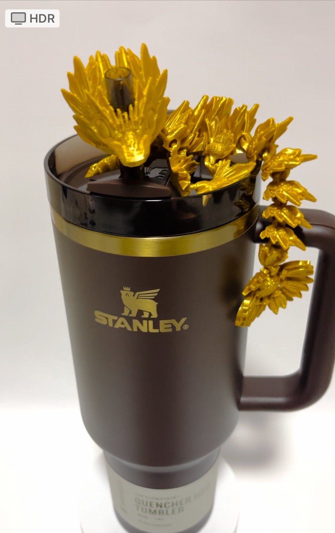 Sunflower Dragon Straw Topper for Stanley 30oz 40oz – Flexible Cup Accessory for Nature & Fantasy Lovers | Stanley Tumbler Charm Toppers