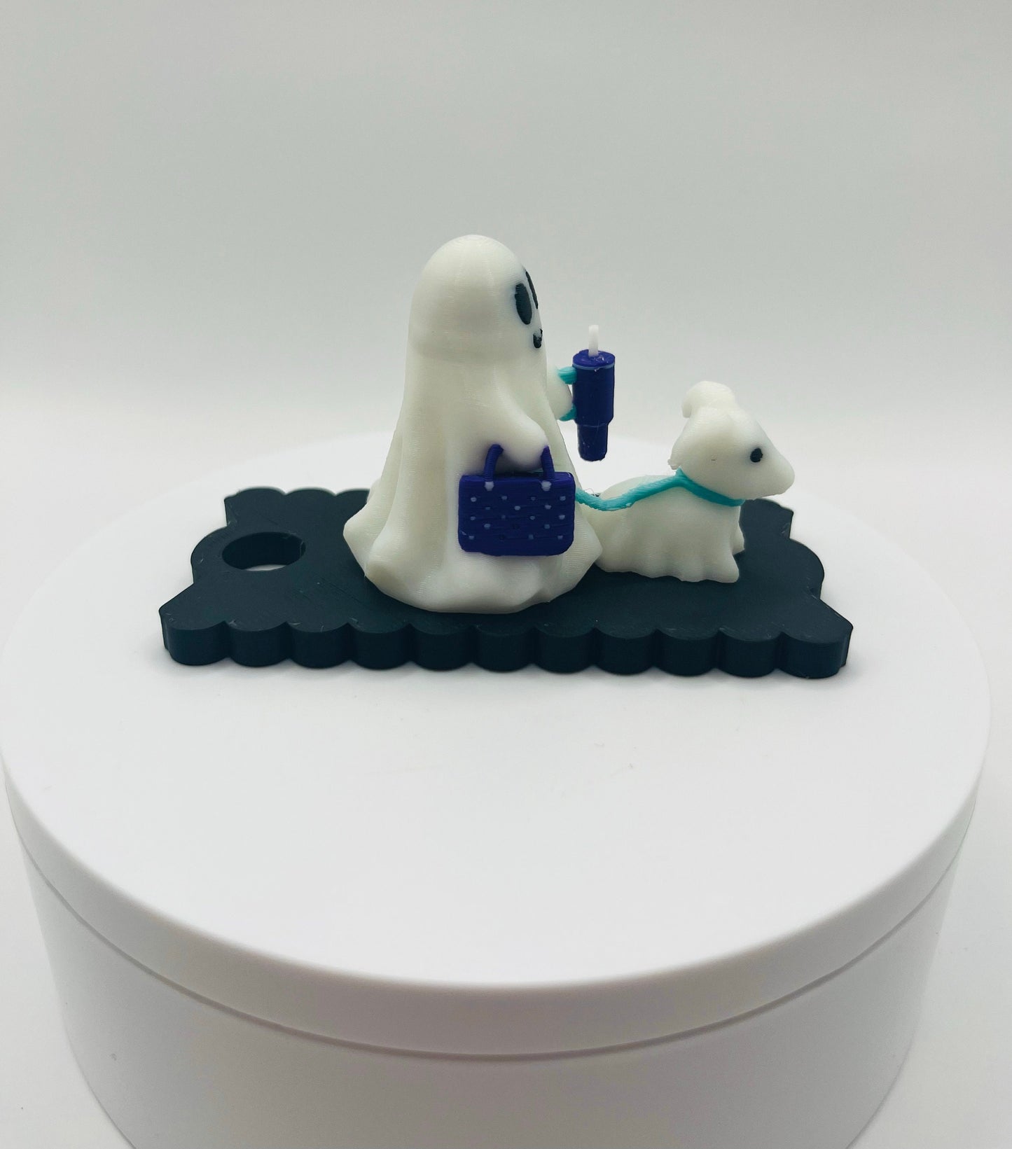 Cute Ghost Walking Dog Lid Topper for Stanley Tumblers – Halloween Tumbler Accessory with Bogg Bag & Mini Stanley Options - Tumbler Charm