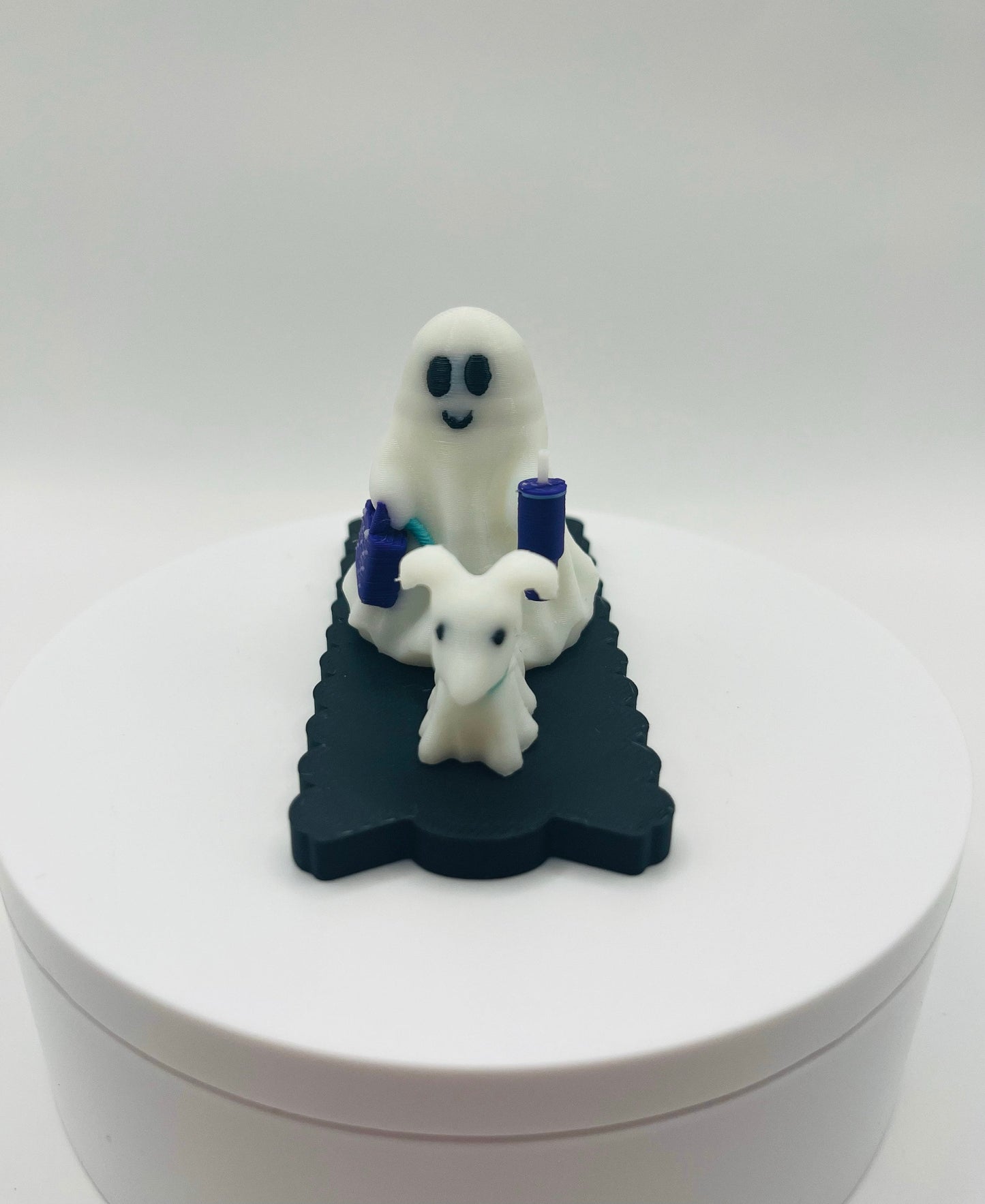 Cute Ghost Walking Dog Lid Topper for Stanley Tumblers – Halloween Tumbler Accessory with Bogg Bag & Mini Stanley Options - Tumbler Charm