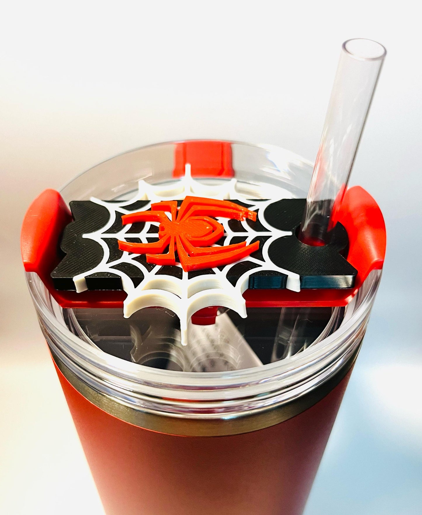 3D Printed Spider Web Stanley Lid Topper with Spider – Halloween Accessory for 30oz & 40oz Tumblers, Spooky Cup Decor | Tumbler Charms
