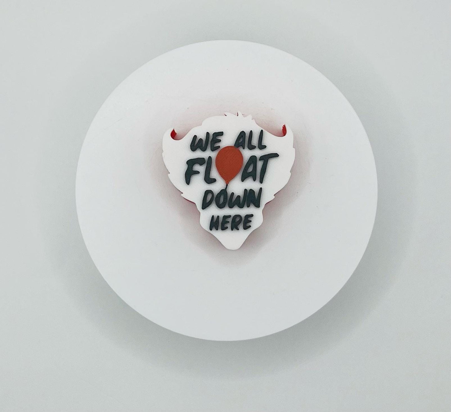 Evil Clown “We All Float” Straw Topper – Creepy Clown Accessory for Stanley Tumblers | Horror Fan Halloween Cup Topper | Tumbler Charm