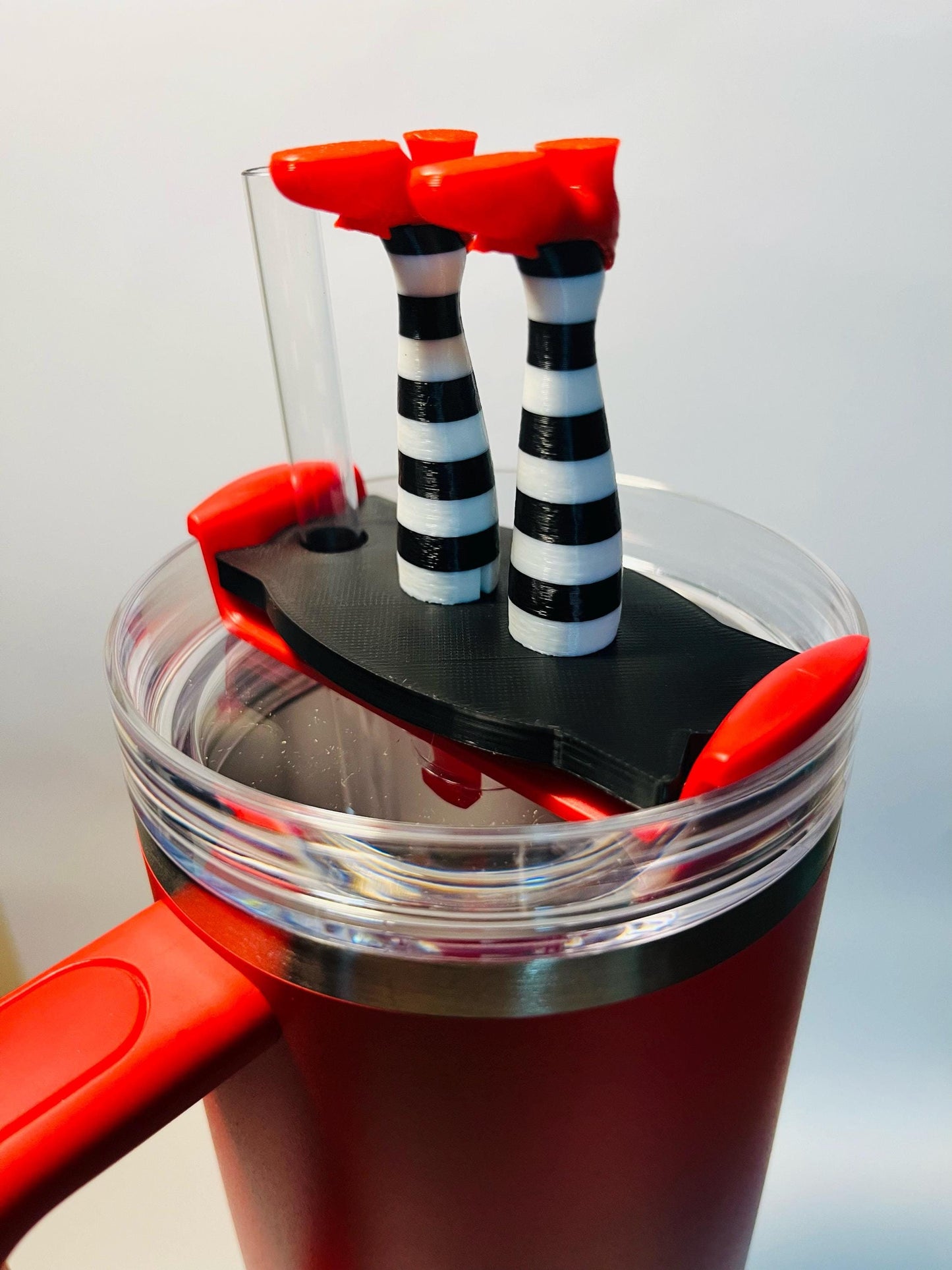 Witch Legs Lid Topper for Stanley Tumbler | Halloween Cup Accessory | Interchangeable Shoes in Red, Green & Purple | Cute Halloween Topper