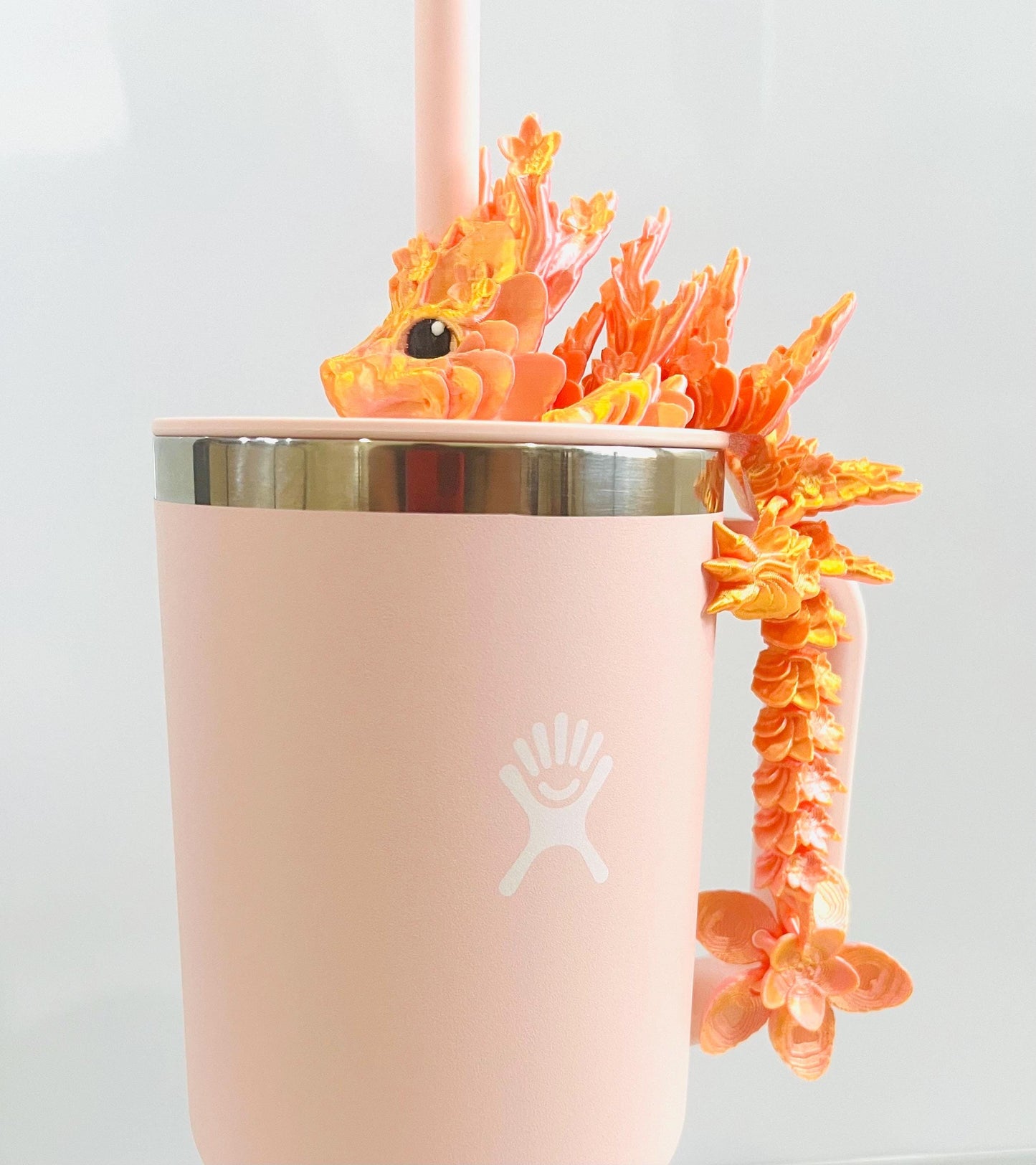 Cherry Blossom Dragon Straw Topper for Hydroflask | Floral Fantasy Cup Charm | Spring Tumbler Accessory Gift Idea | Tumbler Cup Charms