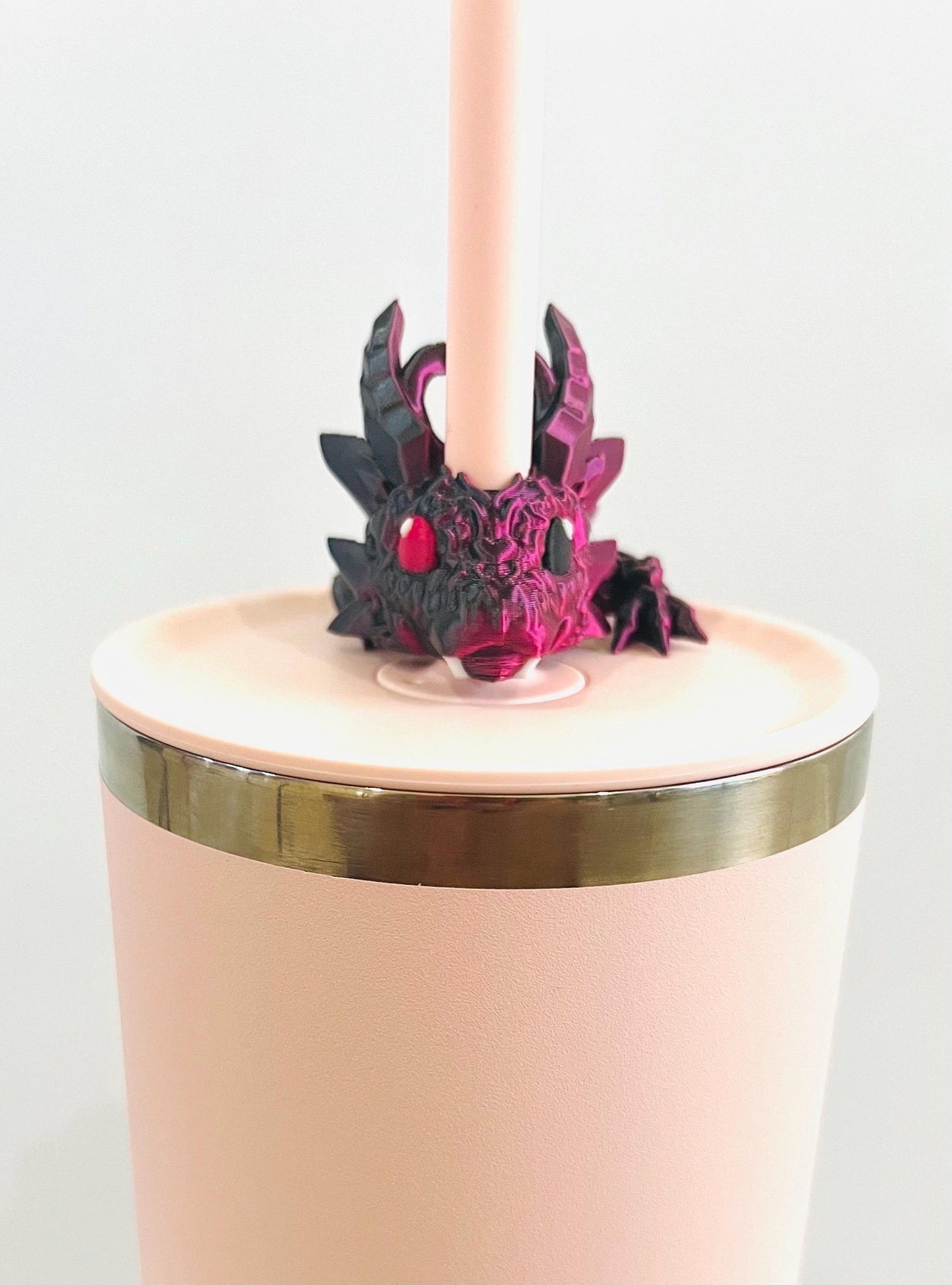 Dark Heart Dragon Tumbler Straw Topper | Hydroflask Accessory | Fantasy Dragon Cup Topper for Tumblers |