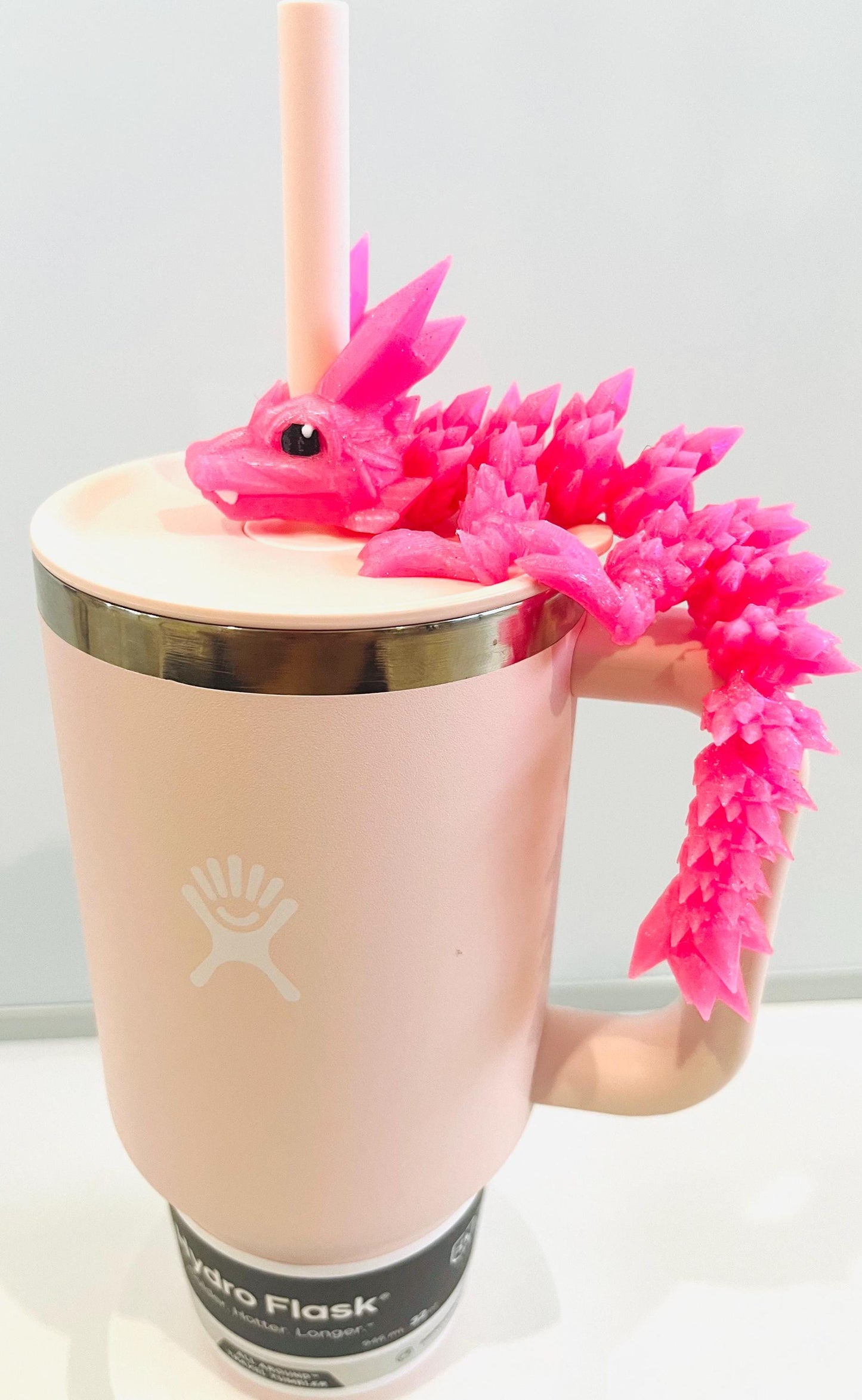 Crystal Dragon Straw Topper for Hydroflask – 3D Printed Flexible Fantasy Cup Accessory – Fits Standard Hydroflask Straws | Tumbler Accessory
