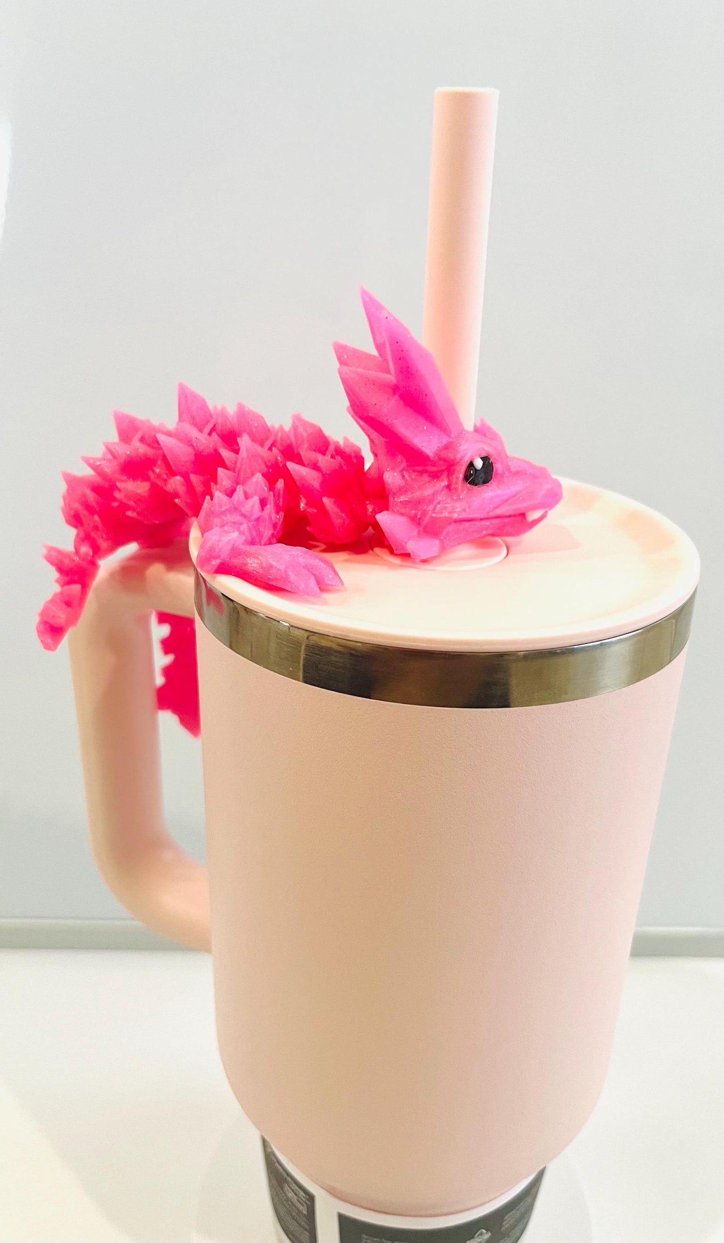 Crystal Dragon Straw Topper for Hydroflask – 3D Printed Flexible Fantasy Cup Accessory – Fits Standard Hydroflask Straws | Tumbler Accessory