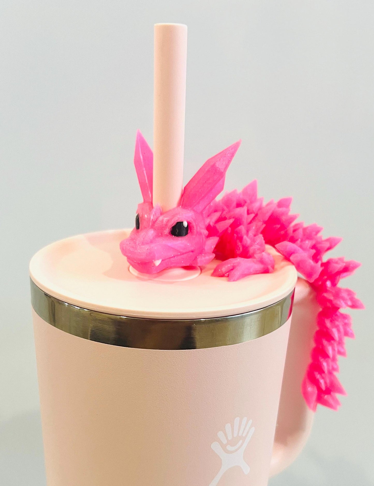 Crystal Dragon Straw Topper for Hydroflask – 3D Printed Flexible Fantasy Cup Accessory – Fits Standard Hydroflask Straws | Tumbler Accessory