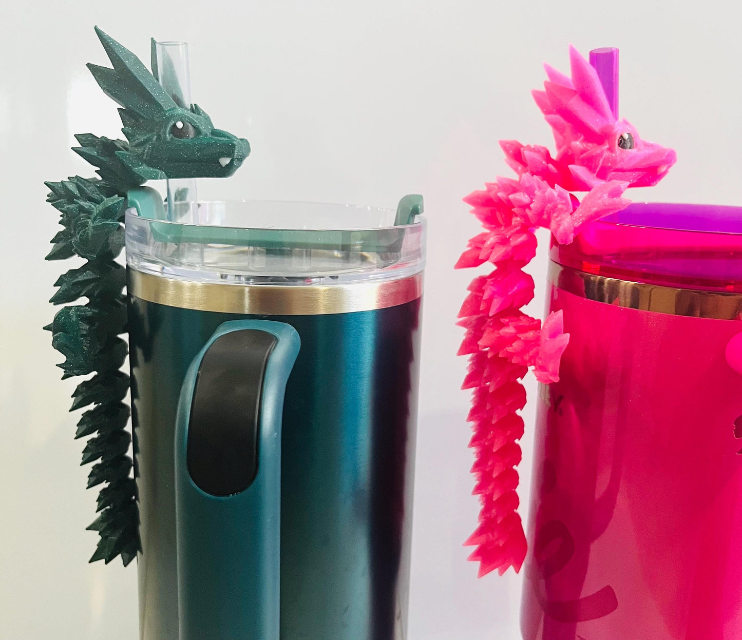 Crystal Dragon Straw Topper for Stanley Tumbler | Flexible Fantasy Cup Charm | Magical Drinkware Accessory Gift | Tumbler Accessories Charms