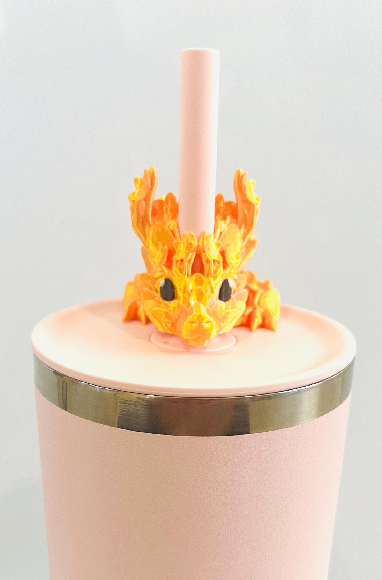 Cherry Blossom Dragon Straw Topper for Hydroflask | Floral Fantasy Cup Charm | Spring Tumbler Accessory Gift Idea | Tumbler Cup Charms