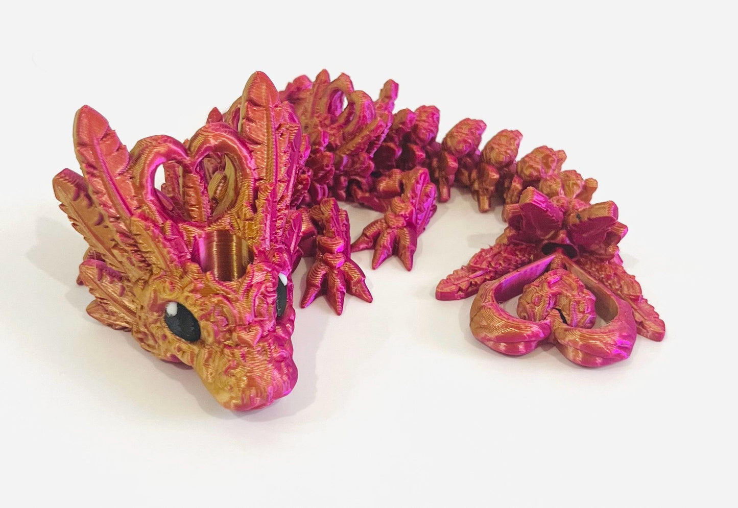 3D Printed Light Heart Dragon Straw Topper – Flexible Dragon Accessory for Hydroflask Tumblers | Fantasy-Inspired Tumbler Topper Charms