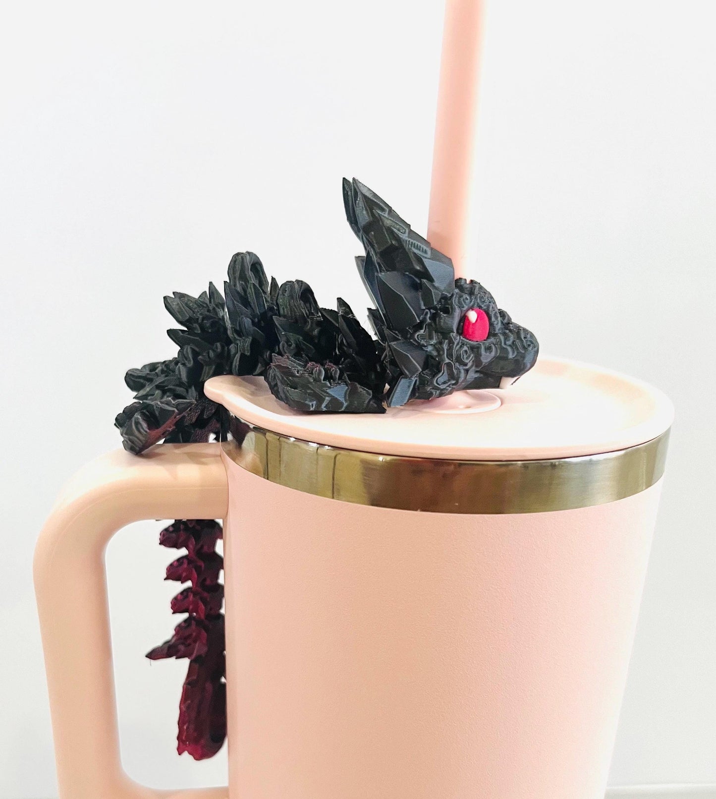 Dark Heart Dragon Tumbler Straw Topper | Hydroflask Accessory | Fantasy Dragon Cup Topper for Tumblers |