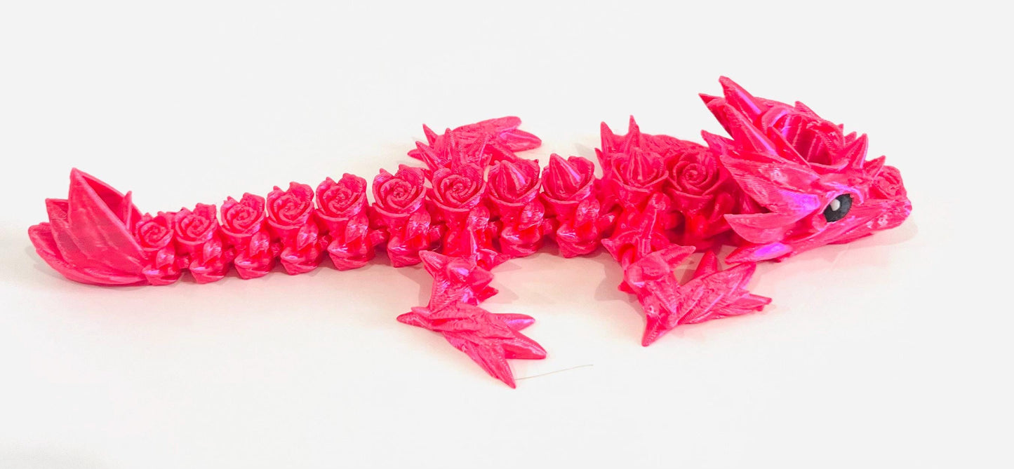 Rose Dragon Straw Topper for Hydroflask – 3D Printed Fantasy Tumbler Accessory with Rose Flowers – Elegant Gift for Dragon and Flower Lovers