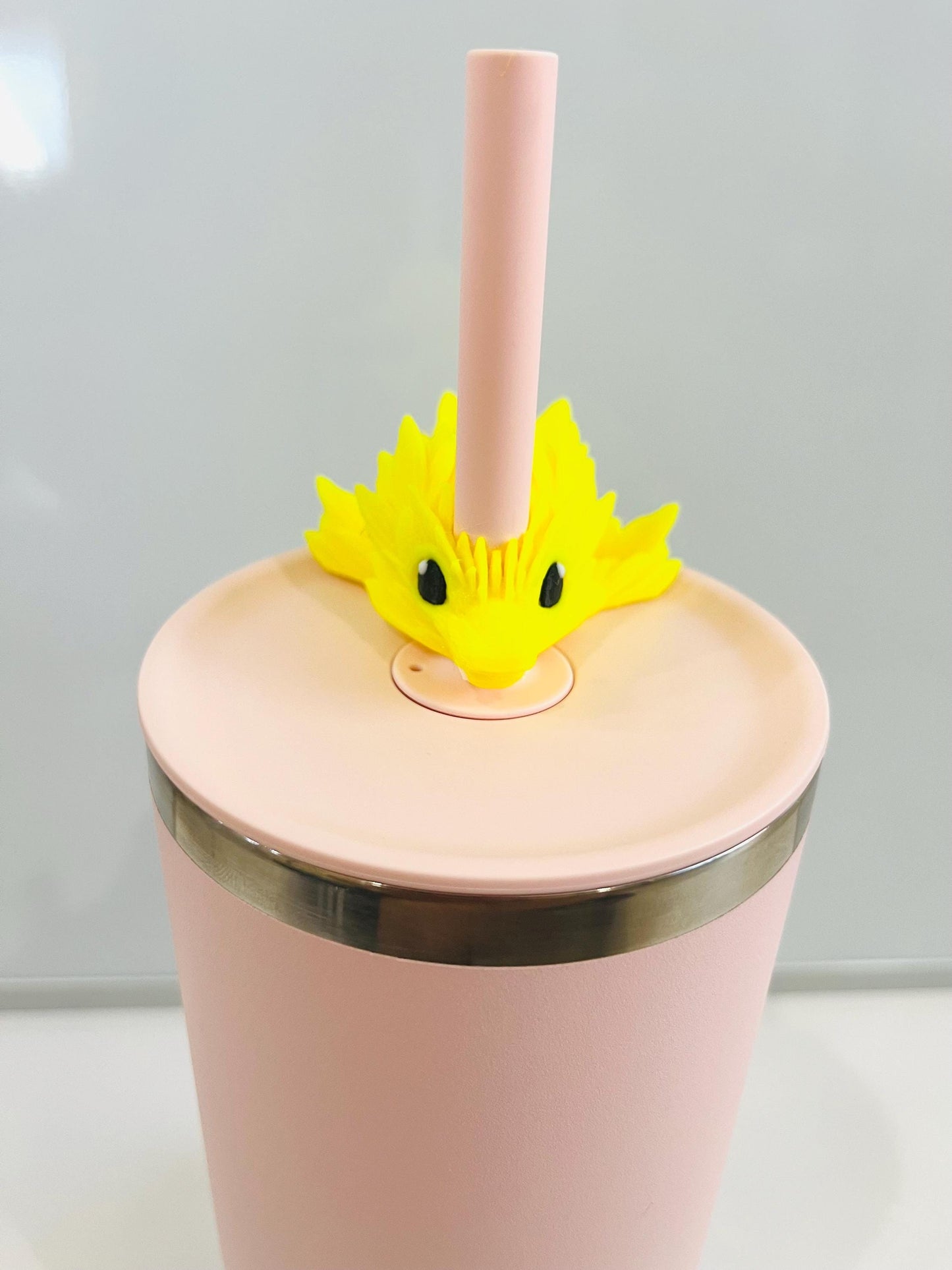 Sunflower Dragon Straw Topper for Hydroflask Tumblers – 3D Printed Flexible Floral Dragon | Cute Fantasy Gift - Tumbler Accessories