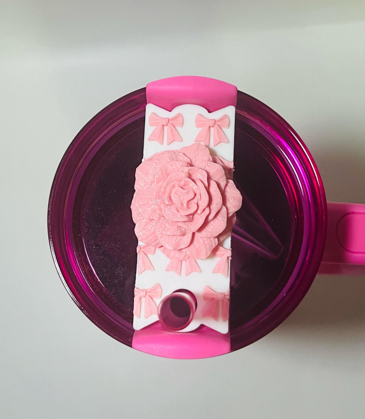 3D Printed Bow and Flower Lid Topper for Stanley Tumblers – LoveShack Fancy Inspired – Fits 20oz 30oz 40oz – Cute & Elegan Cupt Accessory