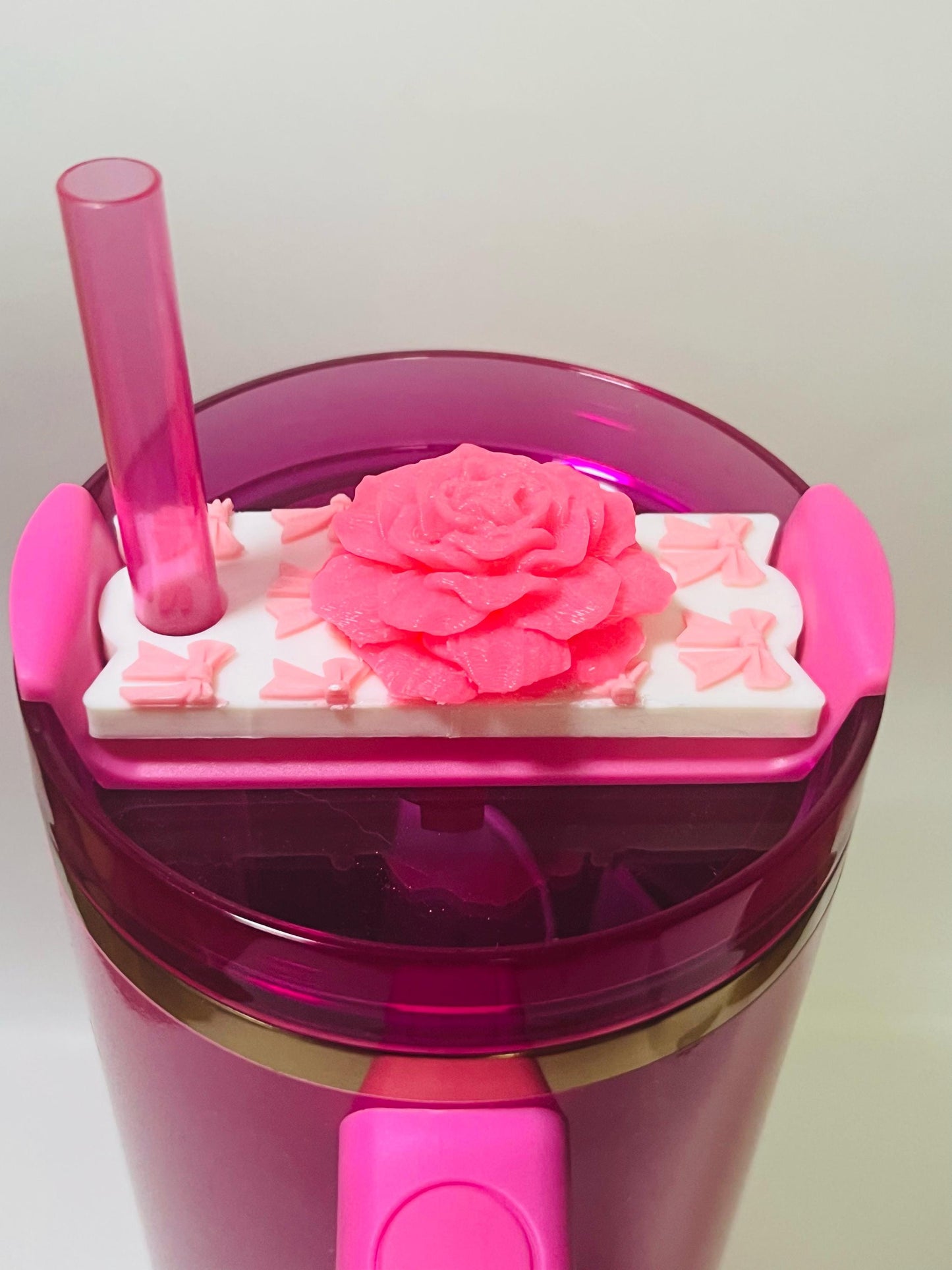 3D Printed Bow and Flower Lid Topper for Stanley Tumblers – LoveShack Fancy Inspired – Fits 20oz 30oz 40oz – Cute & Elegan Cupt Accessory