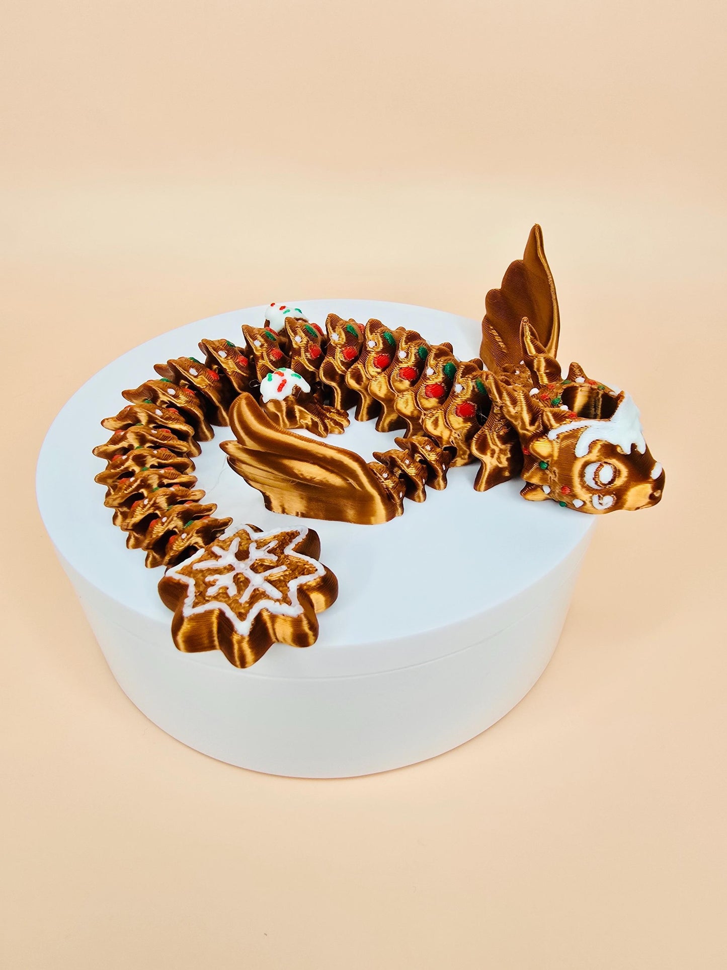 Gingerbread Dragon Straw Topper for Stanley Tumbler | Holiday Cup Charm | Flexible Christmas Drinkware Accessory | Cute Holiday Topper