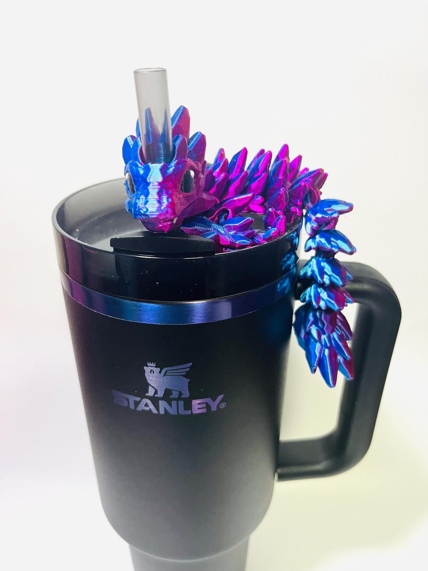 Gemstone Dragon Straw Topper for Stanley Tumbler | Fantasy Cup Charm | Fits 20oz 30oz 40oz | Magical Dragon Accessory | Tumbler Accessories