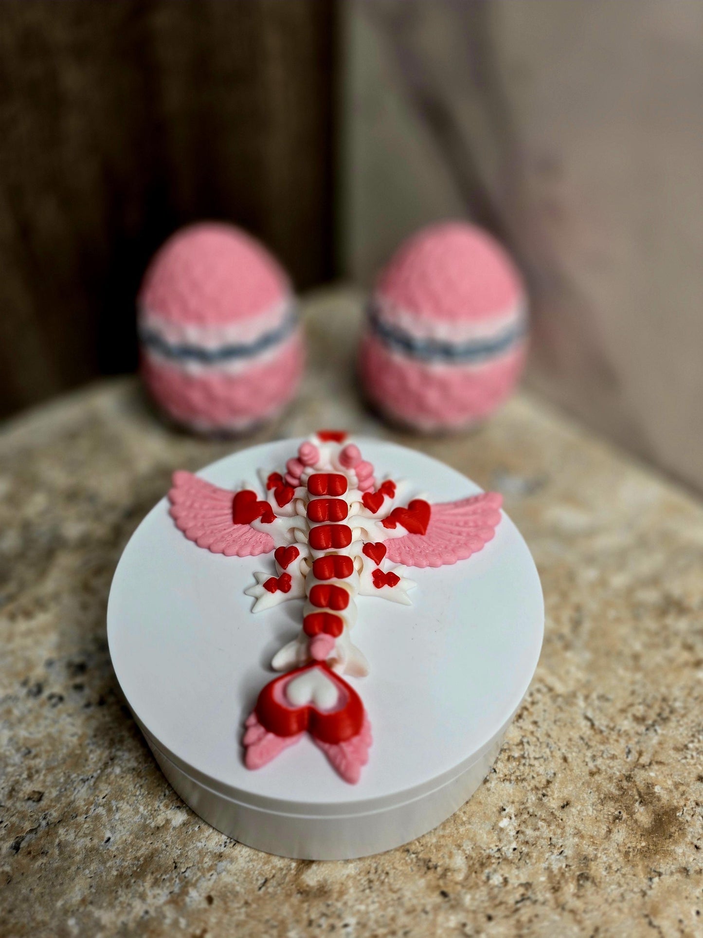 Valentine’s Tiny Heart Dragon Straw Cover – 3D Printed Tumbler Topper Accessory for Stanley | Red Pink | Gift Egg & Heart Boot Set Bundle