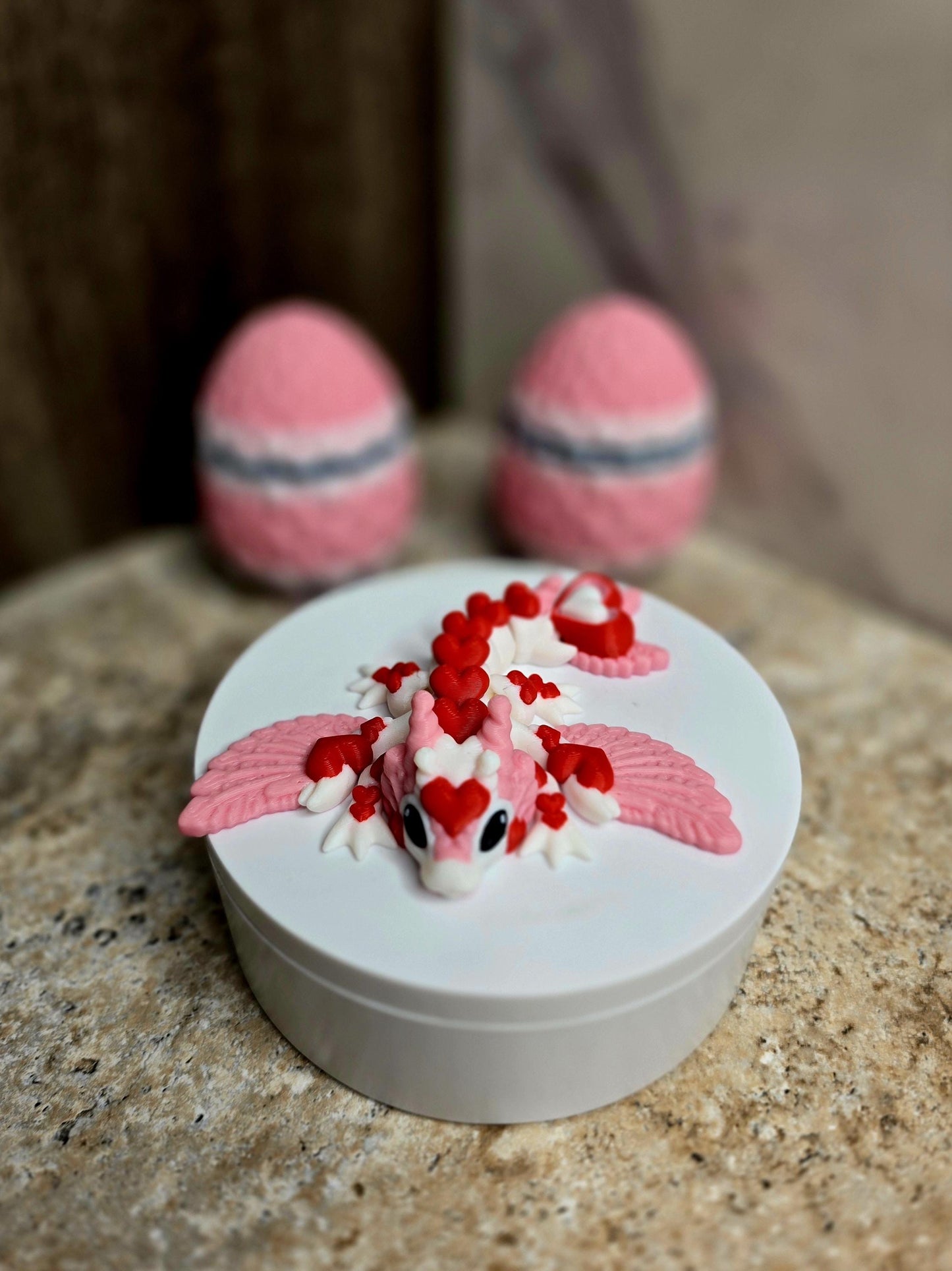 Valentine’s Tiny Heart Dragon Straw Cover – 3D Printed Tumbler Topper Accessory for Stanley | Red Pink | Gift Egg & Heart Boot Set Bundle