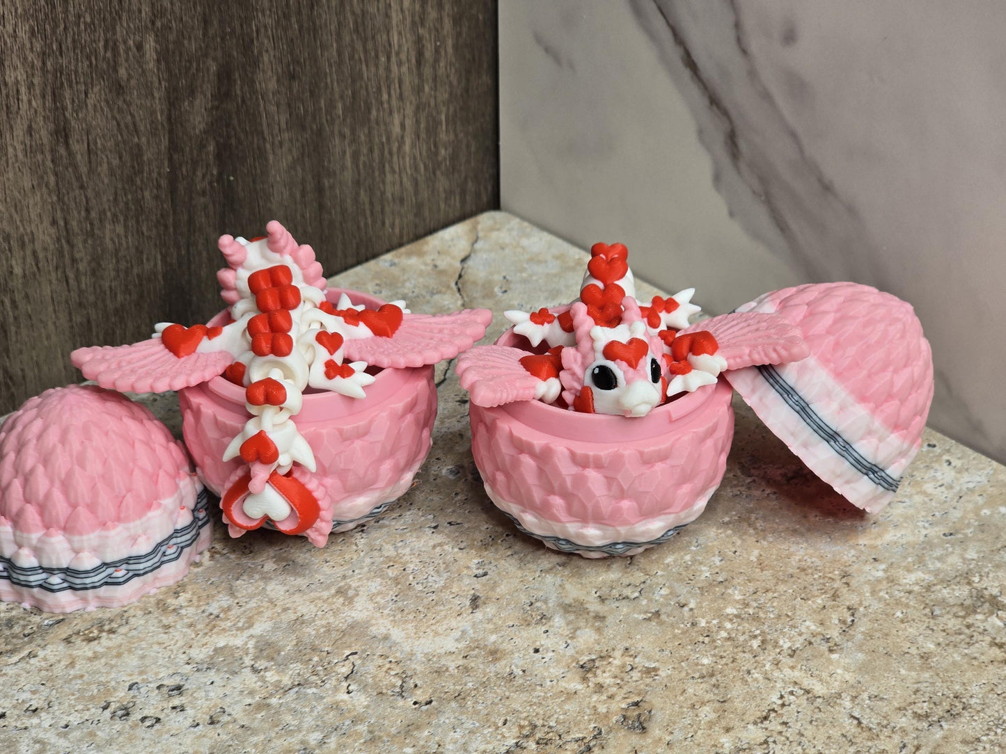 Valentine’s Tiny Heart Dragon Straw Cover – 3D Printed Tumbler Topper Accessory for Stanley | Red Pink | Gift Egg & Heart Boot Set Bundle