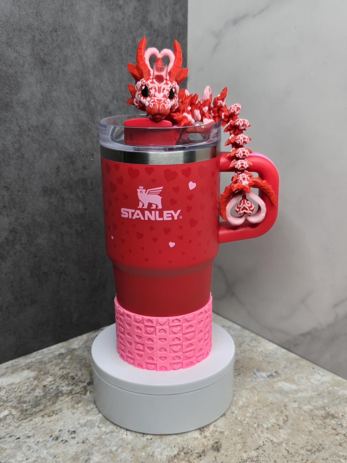 Hearts Tumbler Boot – 3D Printed Protective Sleeve for Stanley 20oz, 30oz, 40oz | Valentine's Day Gift | Cute Heart Pattern | Scratch Guard