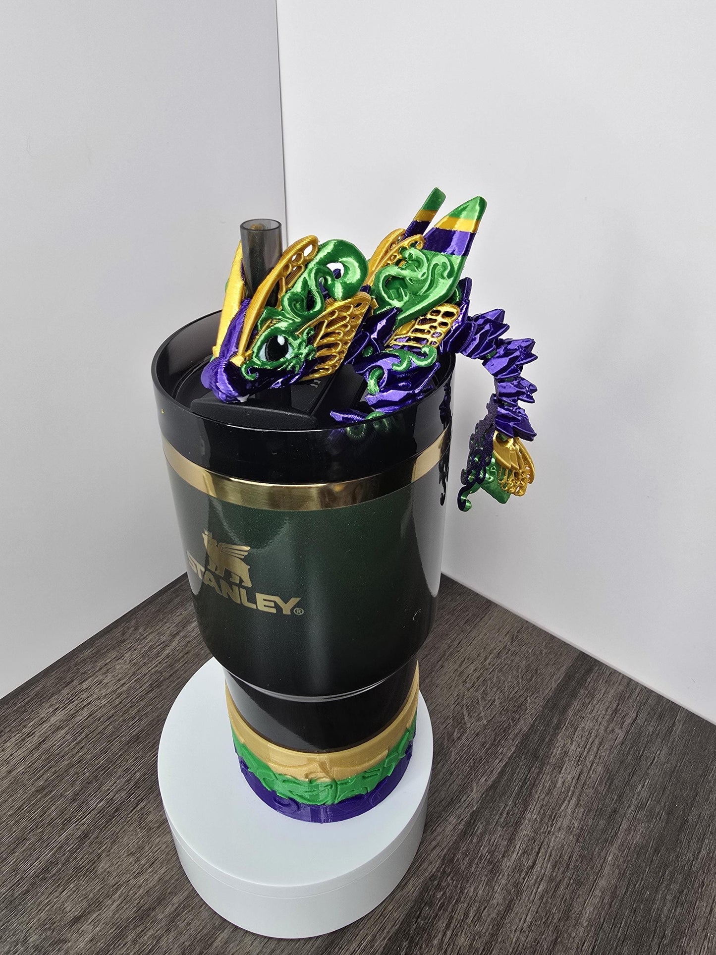 Mardi Gras Dragon Straw Toppers for Stanley Tumbler | Flexible Fantasy Cup Charms | Butterfly, Crystal, Rose, Hearts | Cute Tumbler Charms