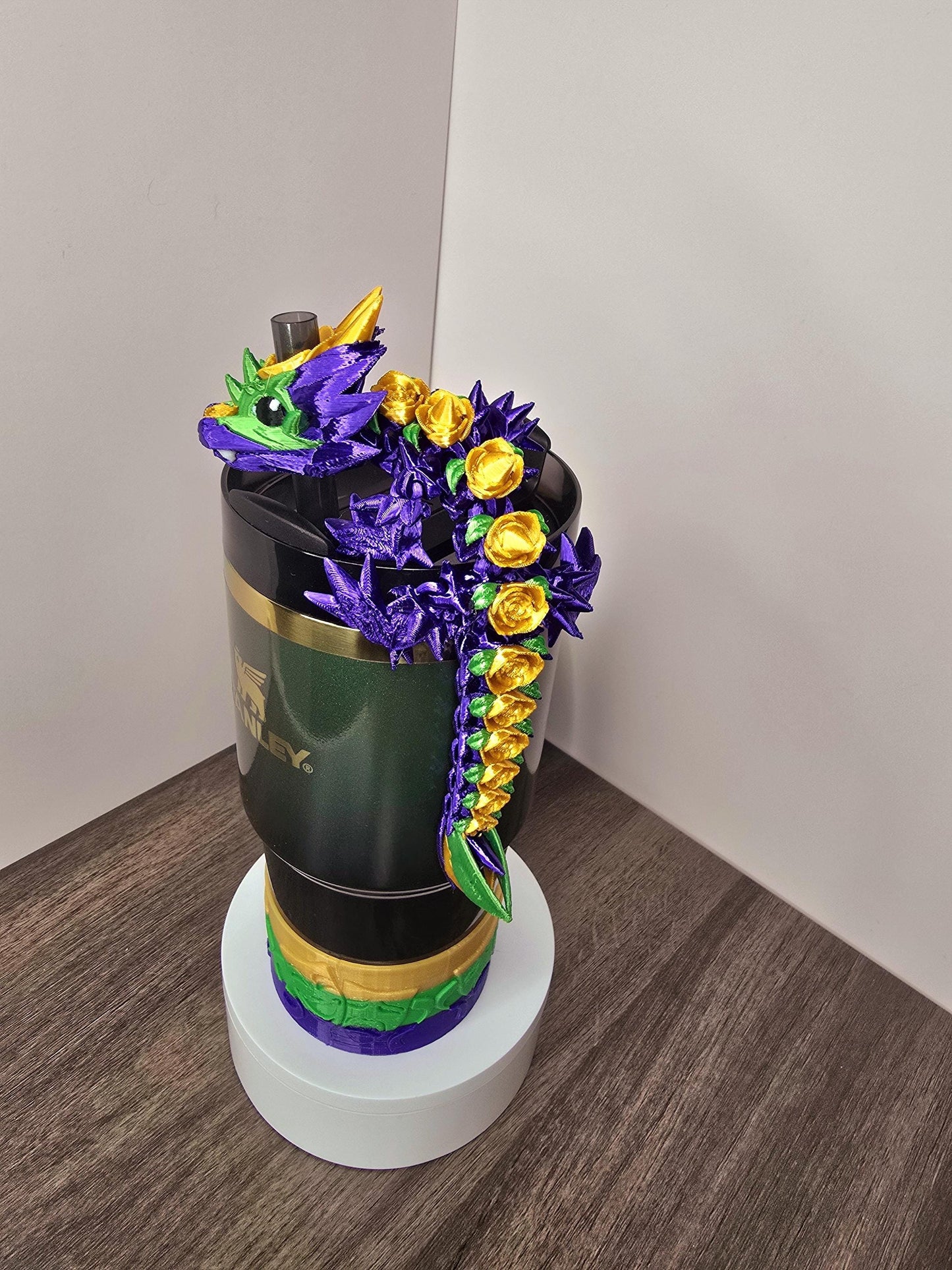Mardi Gras Dragon Straw Toppers for Stanley Tumbler | Flexible Fantasy Cup Charms | Butterfly, Crystal, Rose, Hearts | Cute Tumbler Charms