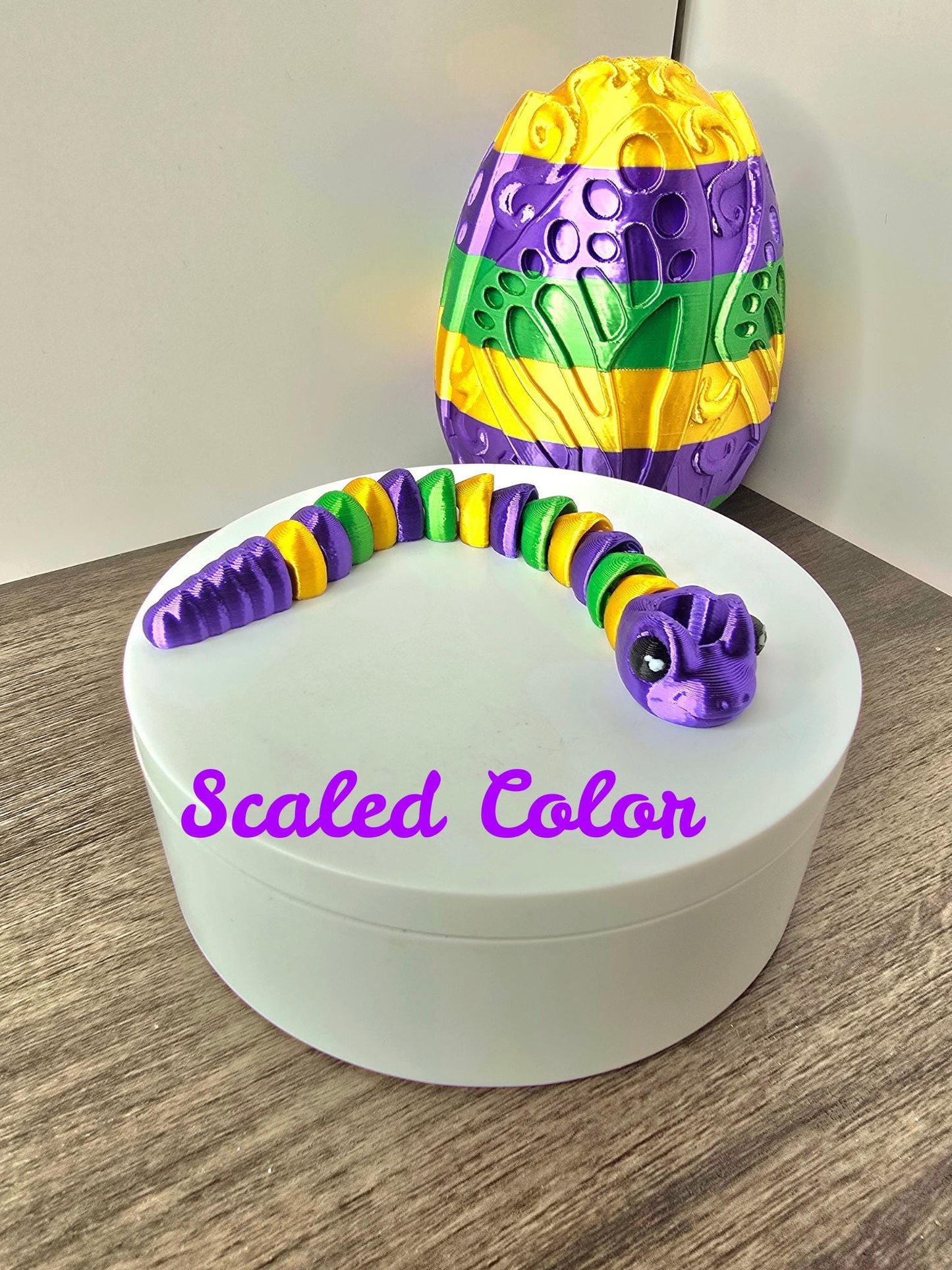 Mardi Gras Snake Straw Topper – 3D Printed Flexible Accessory for Stanley Tumblers | Purple Green Gold Carnival Tumbler Charm