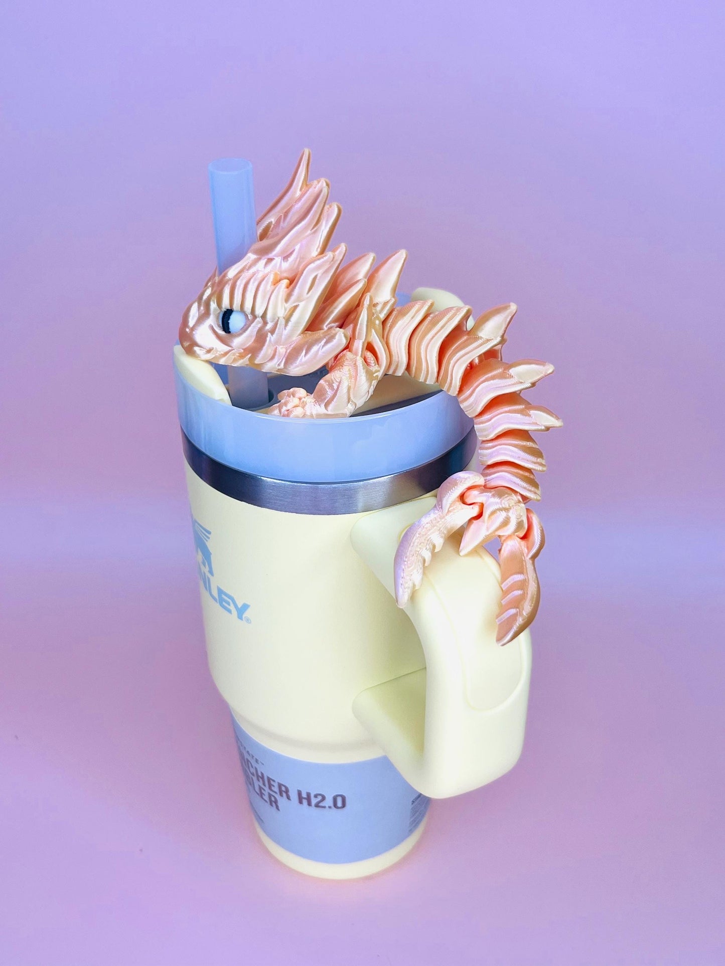 Cancer Zodiac Sign Dragon Straw Topper for Stanley Tumblers – 3D Printed Flexible Crab Sign Accessory | Astrology Tumbler Topper | Cup Charm