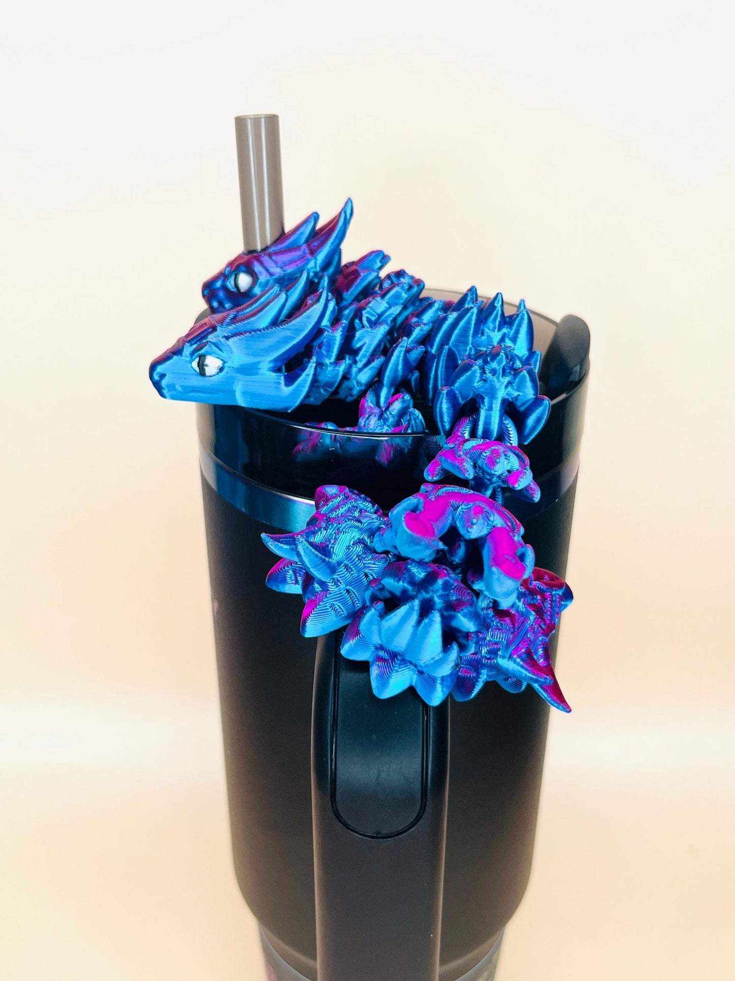 Gemini Zodiac Sign Dragon Straw Topper – Twin-Headed Flexible Accessory for Stanley Tumblers | Astrology-Inspired Tumbler Cup Charm