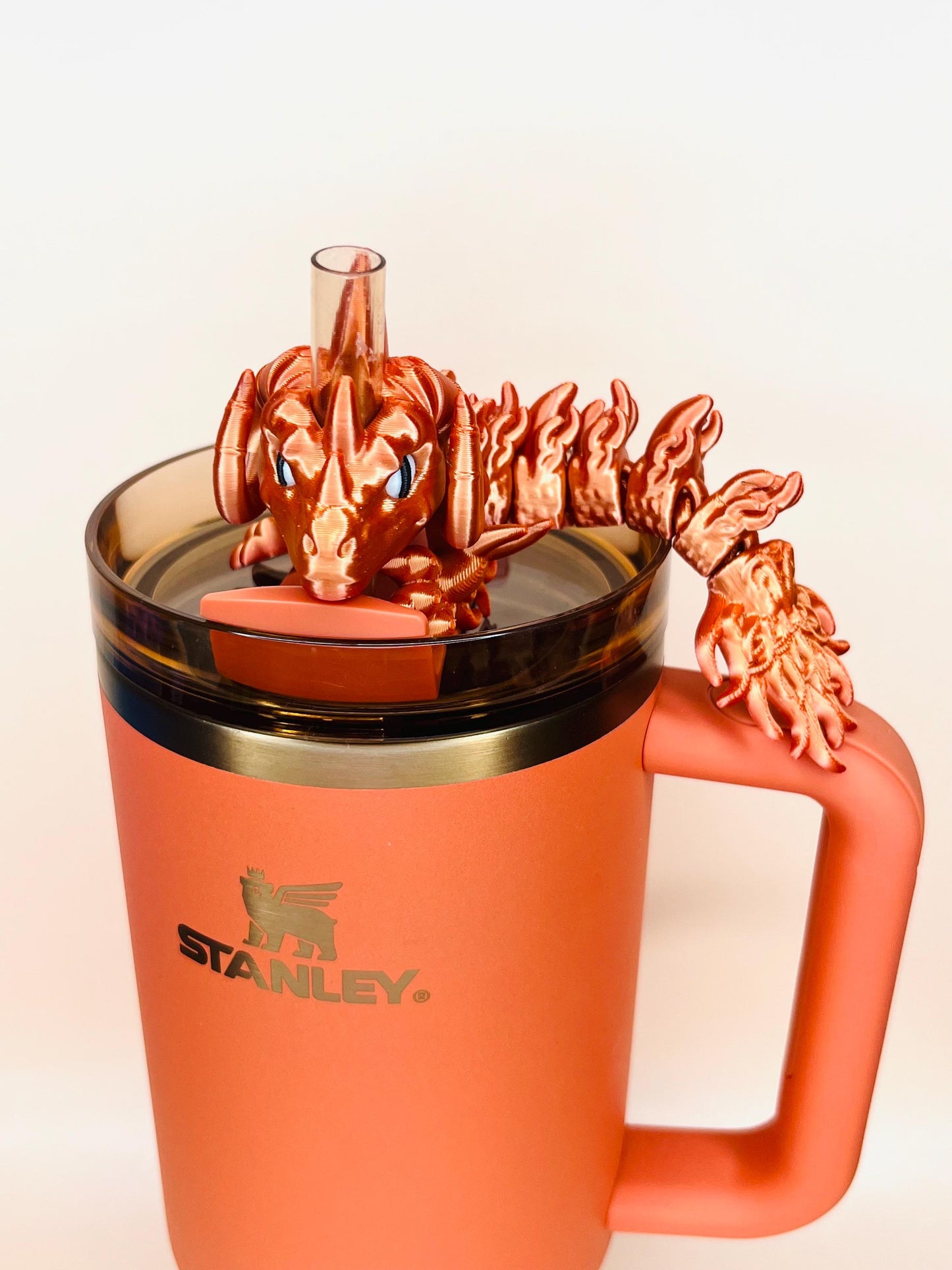 Aries Zodiac Sign Dragon Straw Topper for Stanley Tumblers – 3D Printed Flexible Cup Accessory| Fiery Tail | Fits 20oz 30oz 40oz | Cup Charm