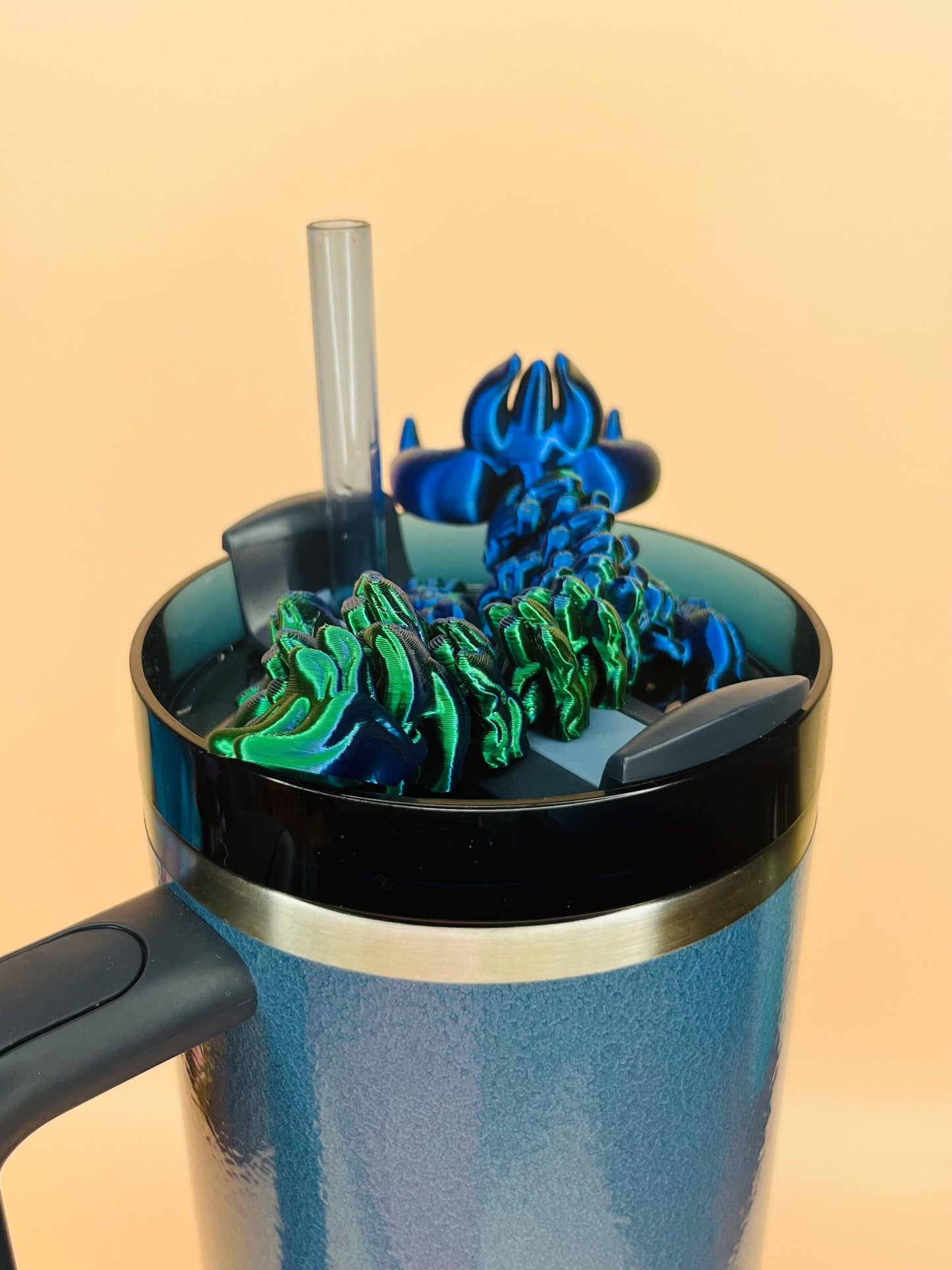 Taurus Zodiac Dragon Straw Topper for Stanley Tumblers – 3D Printed Bull-Head Design – Flexible & Durable Astrology Accessory Tumbler Charm