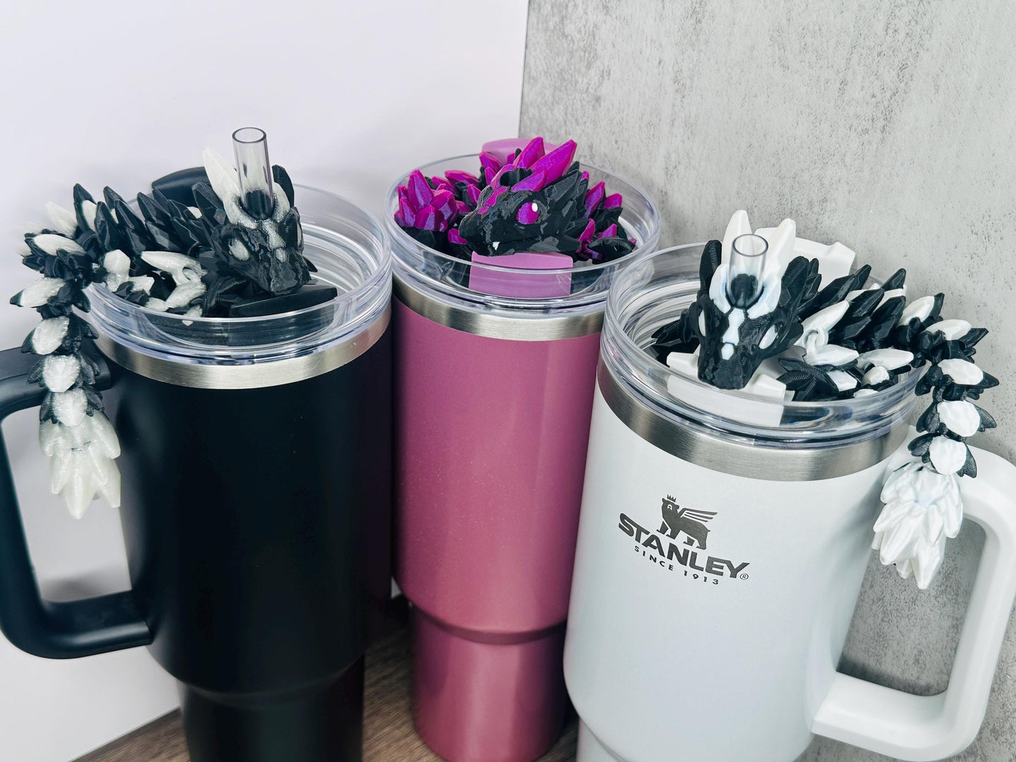 Birthstone Dragon Straw Topper for Stanley Tumblers – Flexible Cup Charms – Personalized Tumbler Gift by Birth Month | Cute Straw Charm Gift