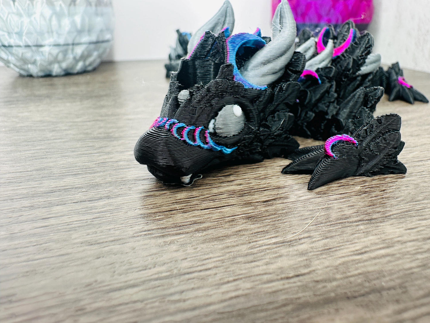 Lunar New Year Moon Dragon Tumbler Topper – 3D Printed Stanley Straw Accessory in Midnight Glitz or Black Chroma | Year of the Dragon Gift