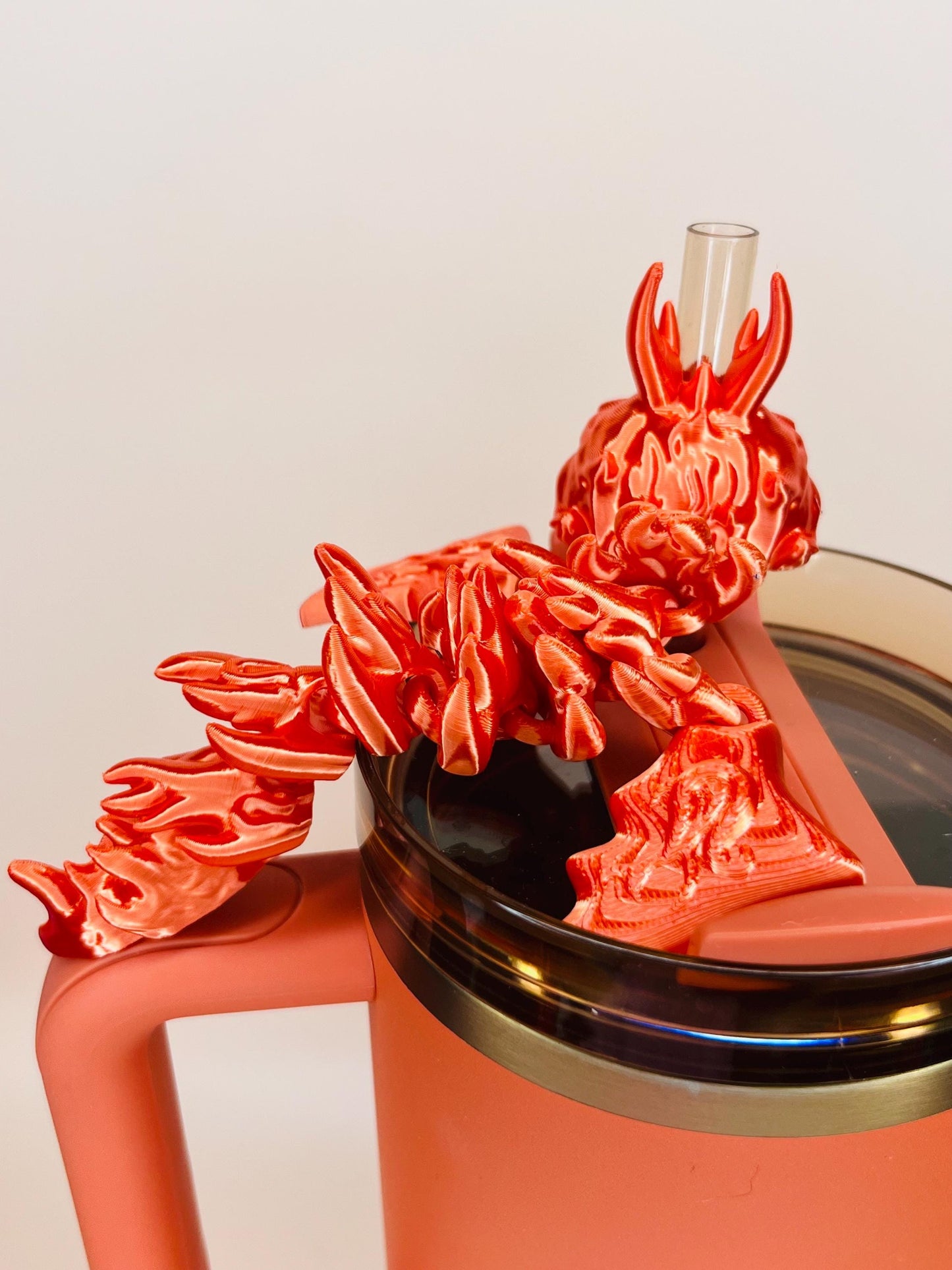 Leo Sign Zodiac Dragon Straw Topper for Stanley Tumblers – 3D Printed Flexible Lion Sign Accessory | Bold Celestial Tumbler Gift for Leos