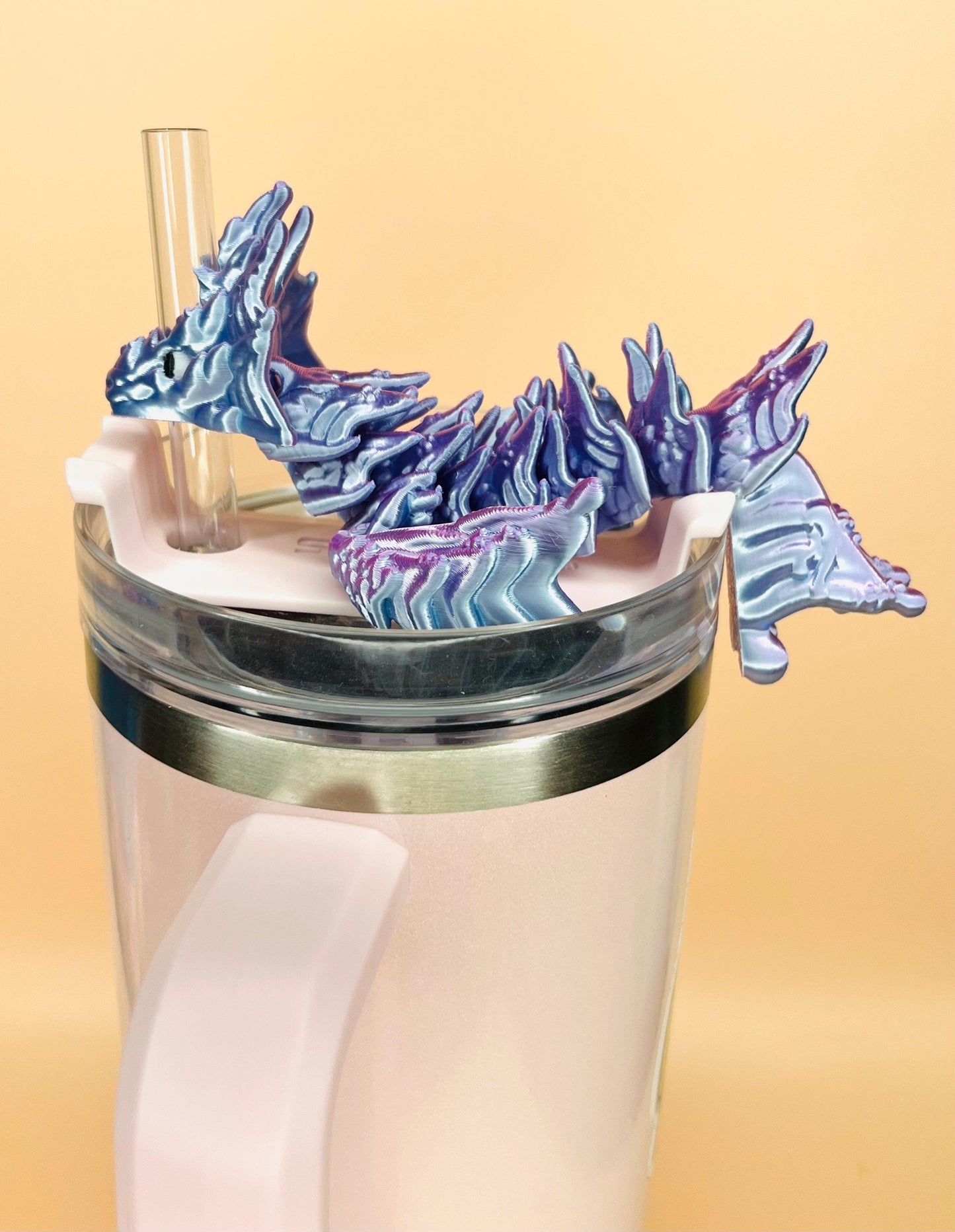 Aquarius Dragon Zodiac Straw Topper | Flexible Stanley Cup Accessory | Astrology Gift for Aquarius | Fits 20/30/40oz Stanley | Tumbler Charm