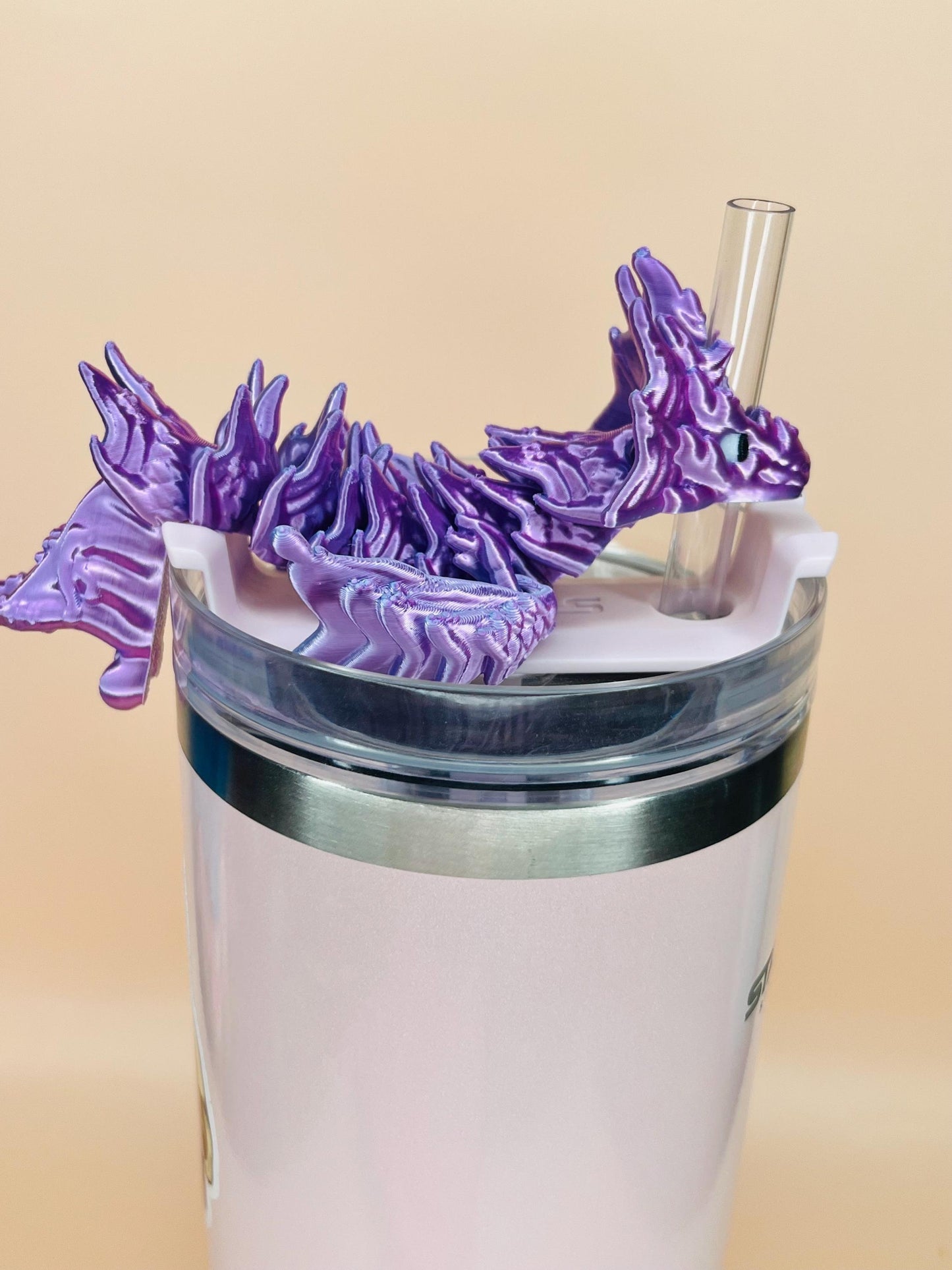 Aquarius Dragon Zodiac Straw Topper | Flexible Stanley Cup Accessory | Astrology Gift for Aquarius | Fits 20/30/40oz Stanley | Tumbler Charm