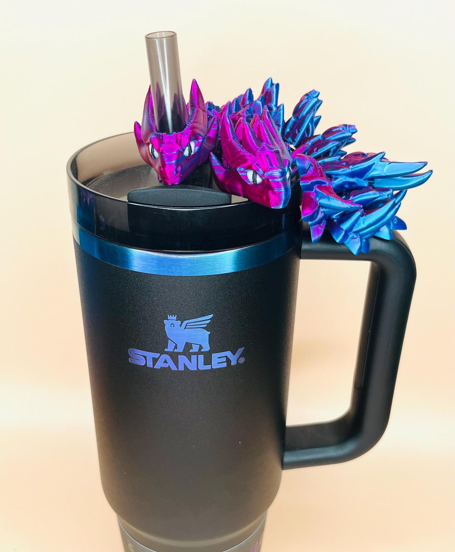 Gemini Zodiac Sign Dragon Straw Topper – Twin-Headed Flexible Accessory for Stanley Tumblers | Astrology-Inspired Tumbler Cup Charm