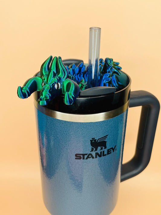 Taurus Zodiac Dragon Straw Topper for Stanley Tumblers – 3D Printed Bull-Head Design – Flexible & Durable Astrology Accessory Tumbler Charm