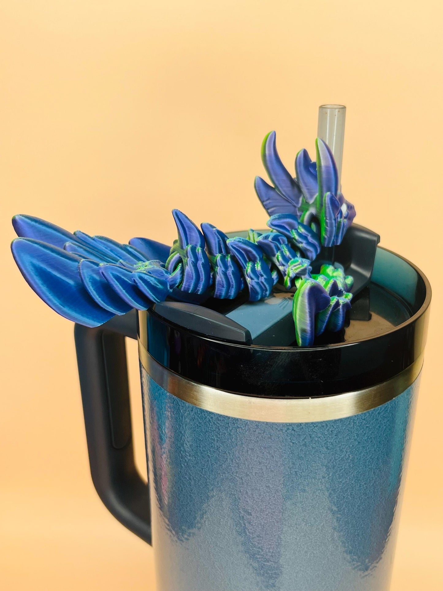 Pisces Zodiac Dragon Straw Topper – 3D Printed Flexible Fantasy Topper for Stanley Tumblers |Mystical Astrology Inspired Cup Accessory Charm