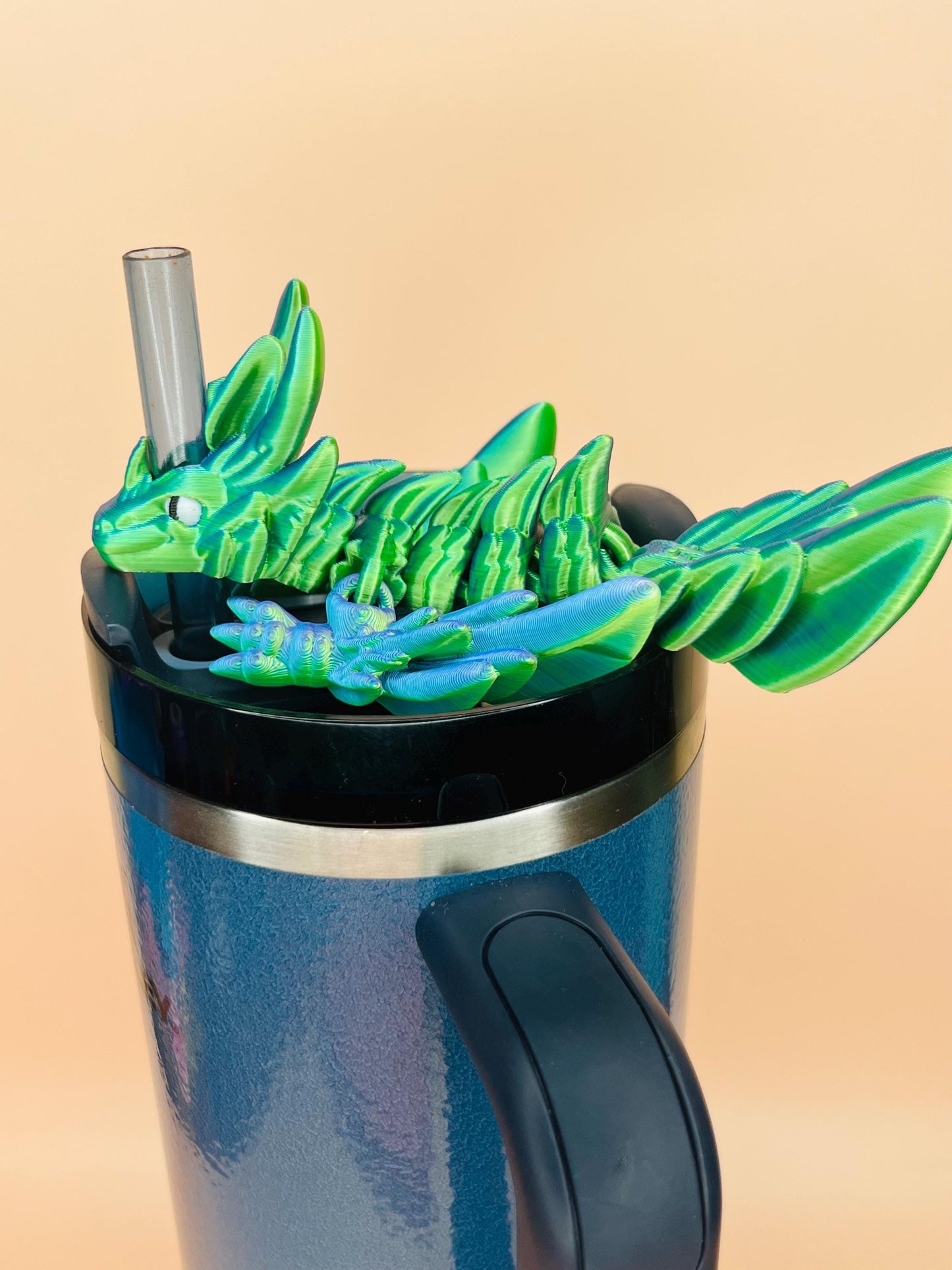 Pisces Zodiac Dragon Straw Topper – 3D Printed Flexible Fantasy Topper for Stanley Tumblers |Mystical Astrology Inspired Cup Accessory Charm